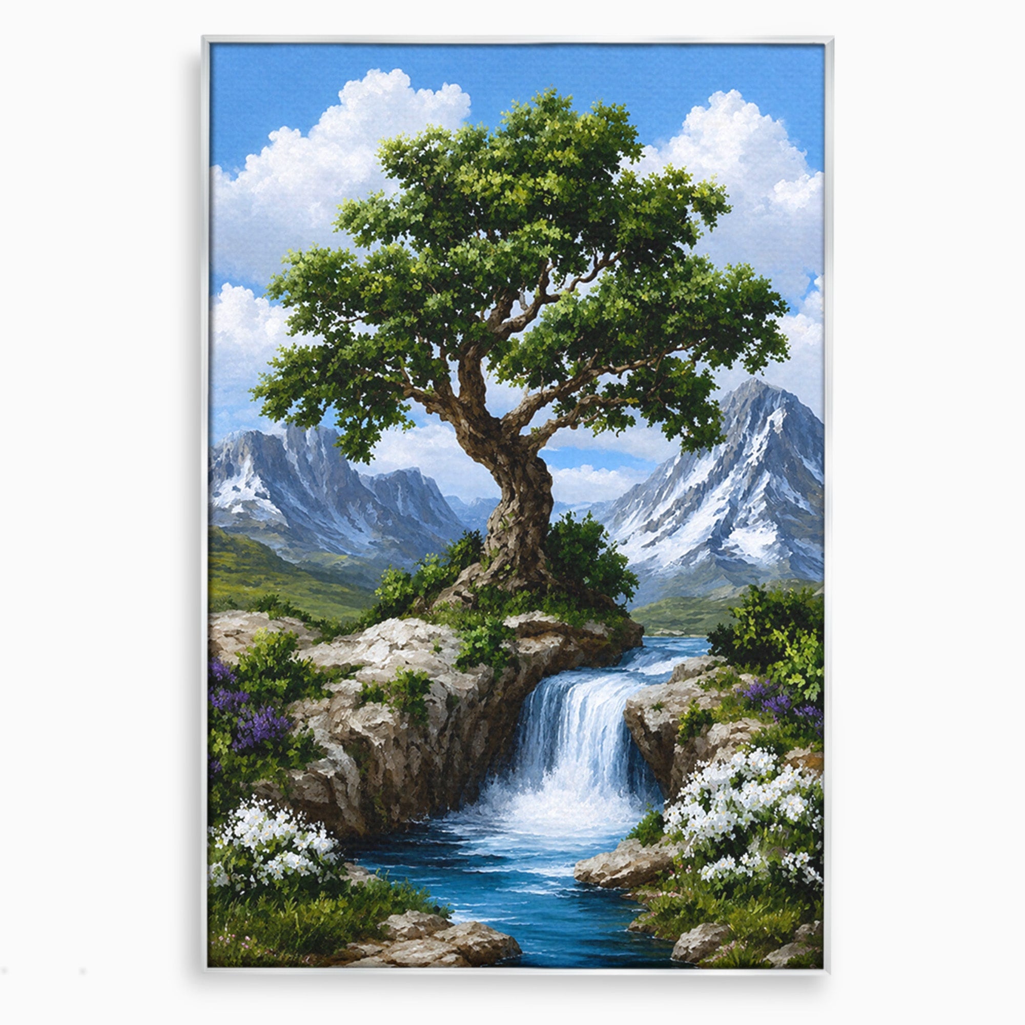Tablou Canvas Premium LuxCanva® A1669, Muntele si Cascada, Munte, Cascada, Natura, Peisaj, Living, Culori Vibrante