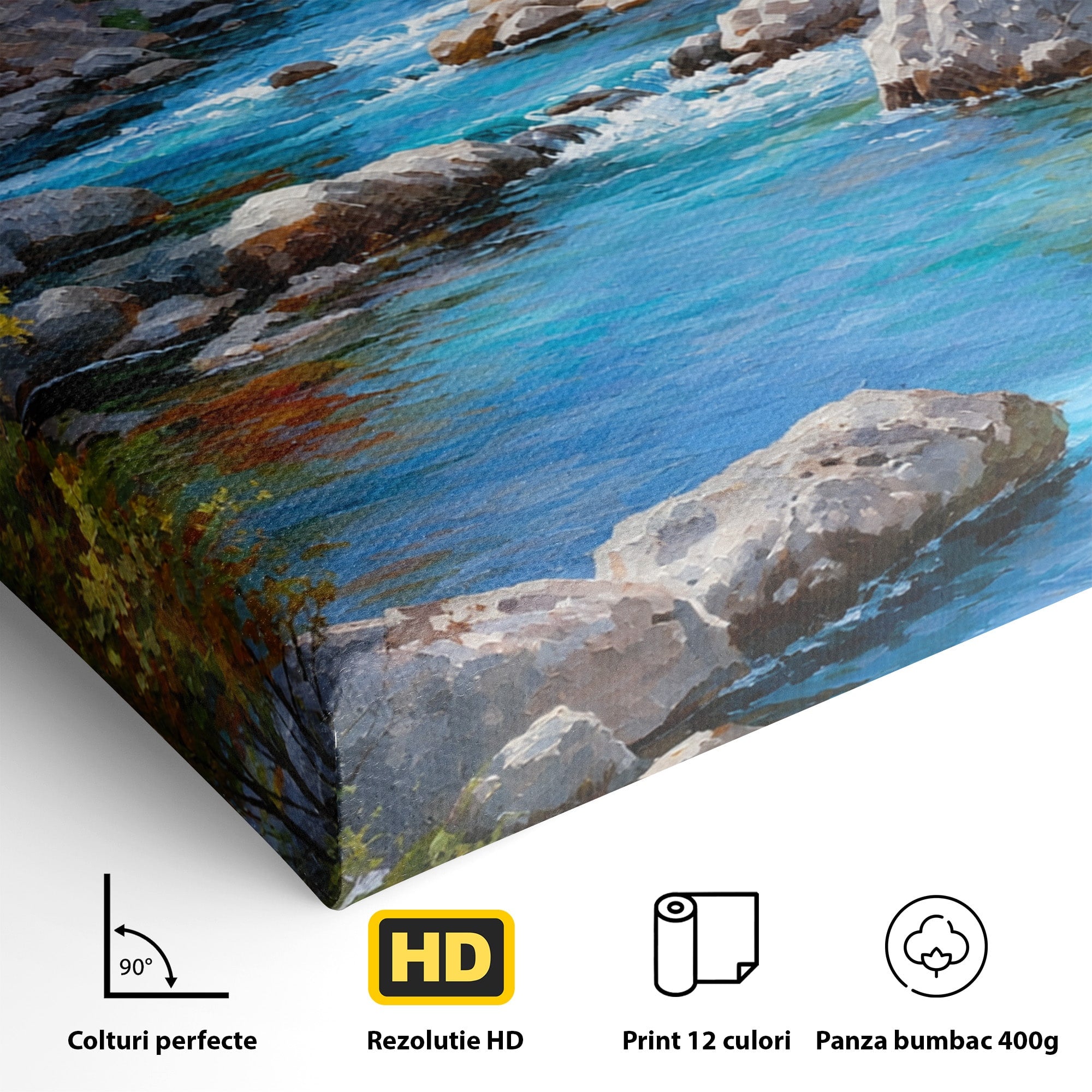 Tablou Canvas Premium LuxCanva® A1670, Rau De Munte In Toamna, Peisaj, Toamna, Natura, Rau, Living, Dormitor, Culori Vibrante