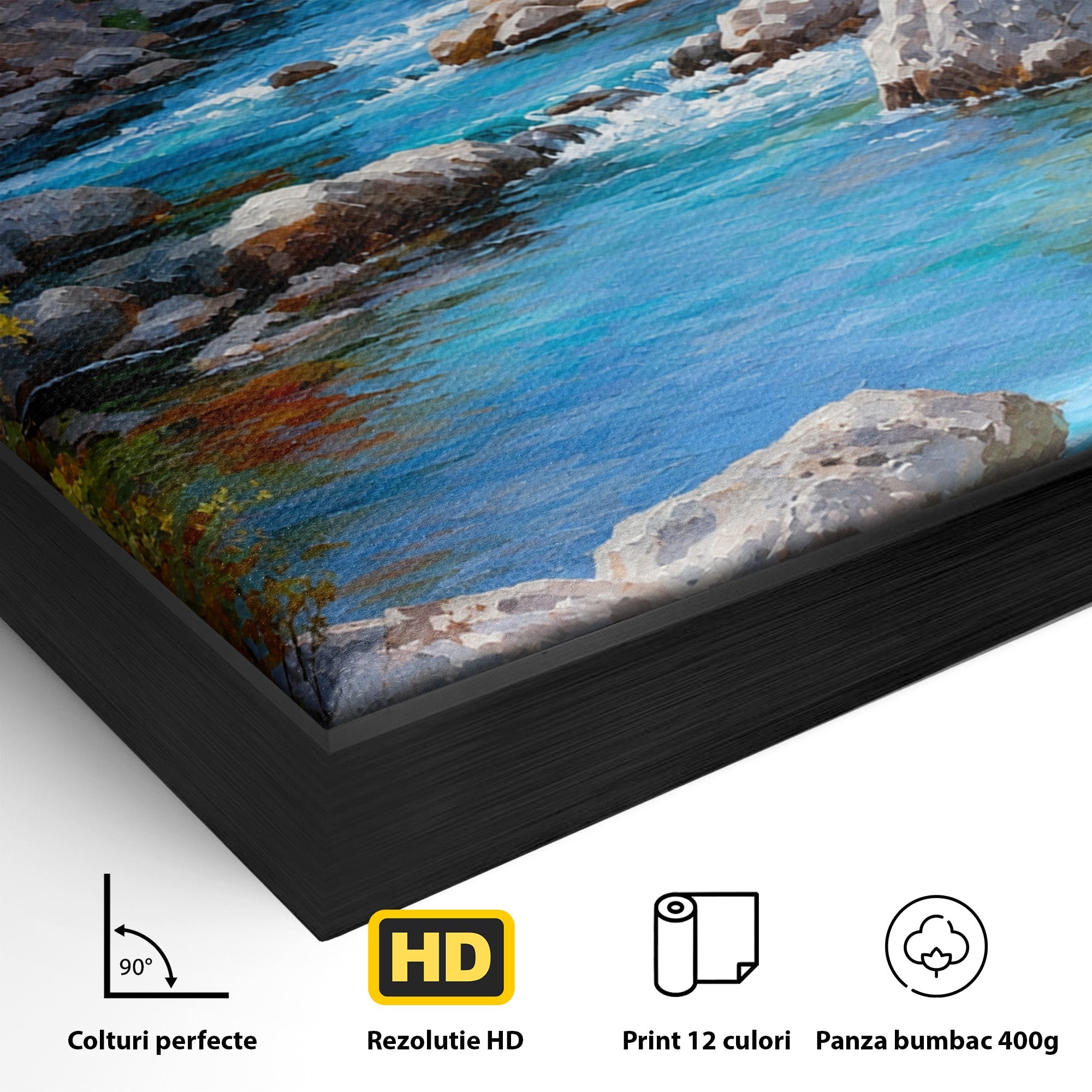 Tablou Canvas Premium LuxCanva® A1670, Rau De Munte In Toamna, Peisaj, Toamna, Natura, Rau, Living, Dormitor, Culori Vibrante
