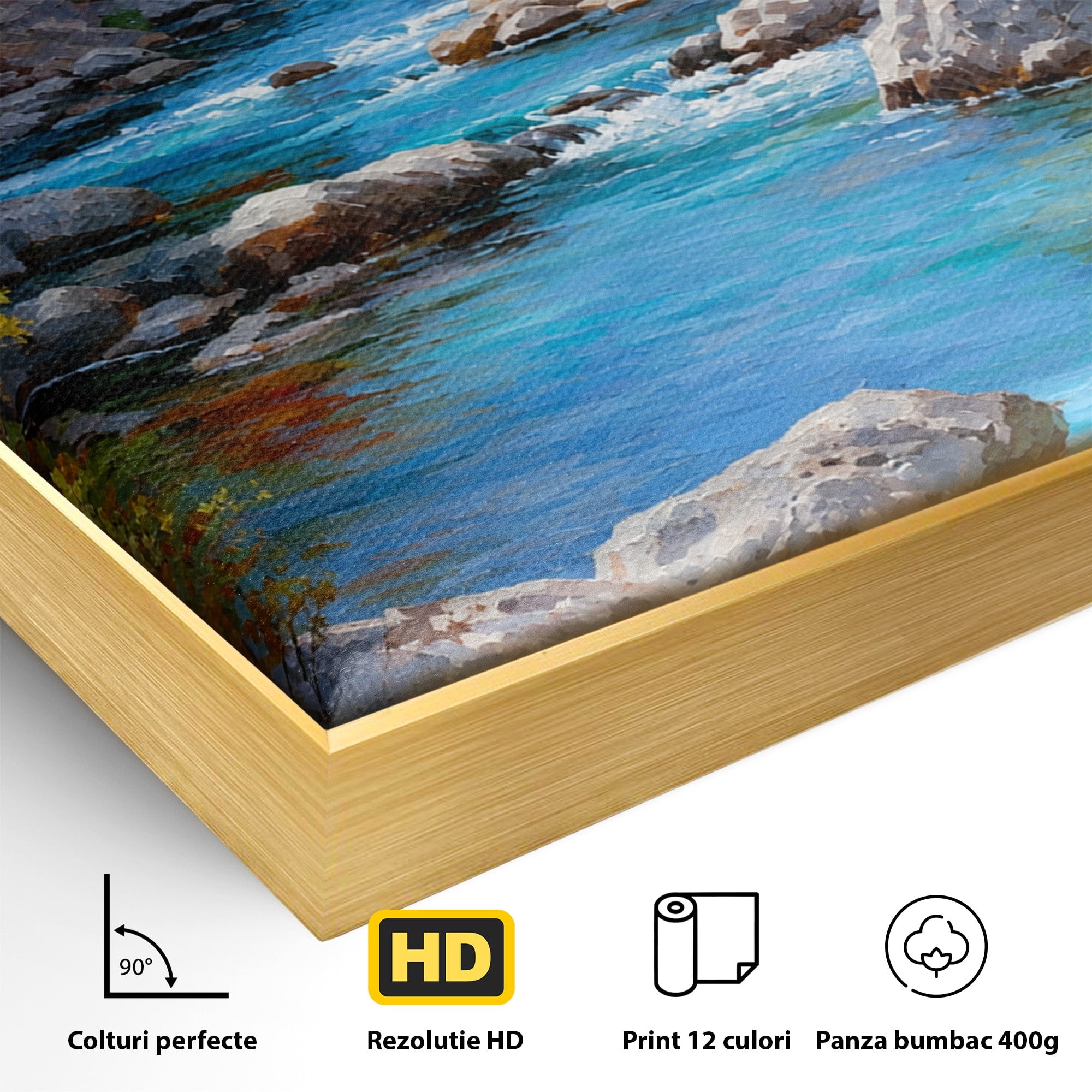 Tablou Canvas Premium LuxCanva® A1670, Rau De Munte In Toamna, Peisaj, Toamna, Natura, Rau, Living, Dormitor, Culori Vibrante