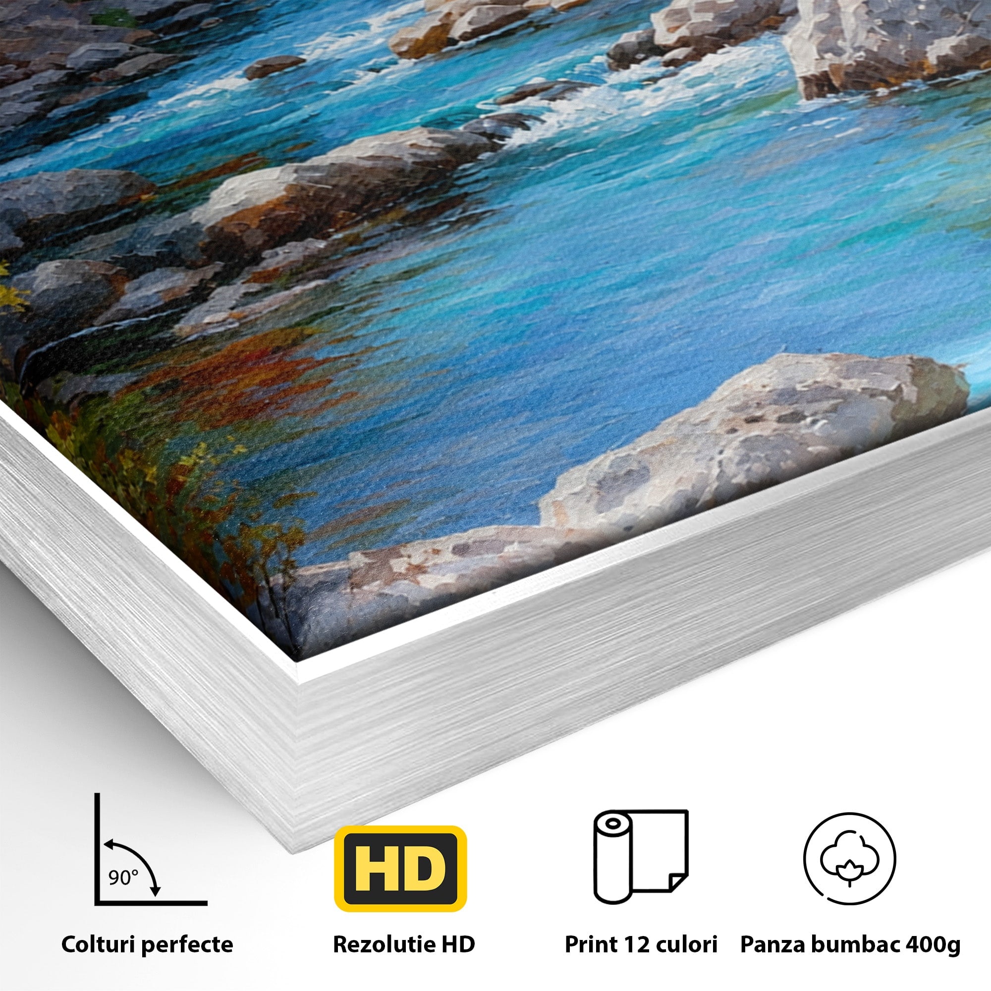 Tablou Canvas Premium LuxCanva® A1670, Rau De Munte In Toamna, Peisaj, Toamna, Natura, Rau, Living, Dormitor, Culori Vibrante