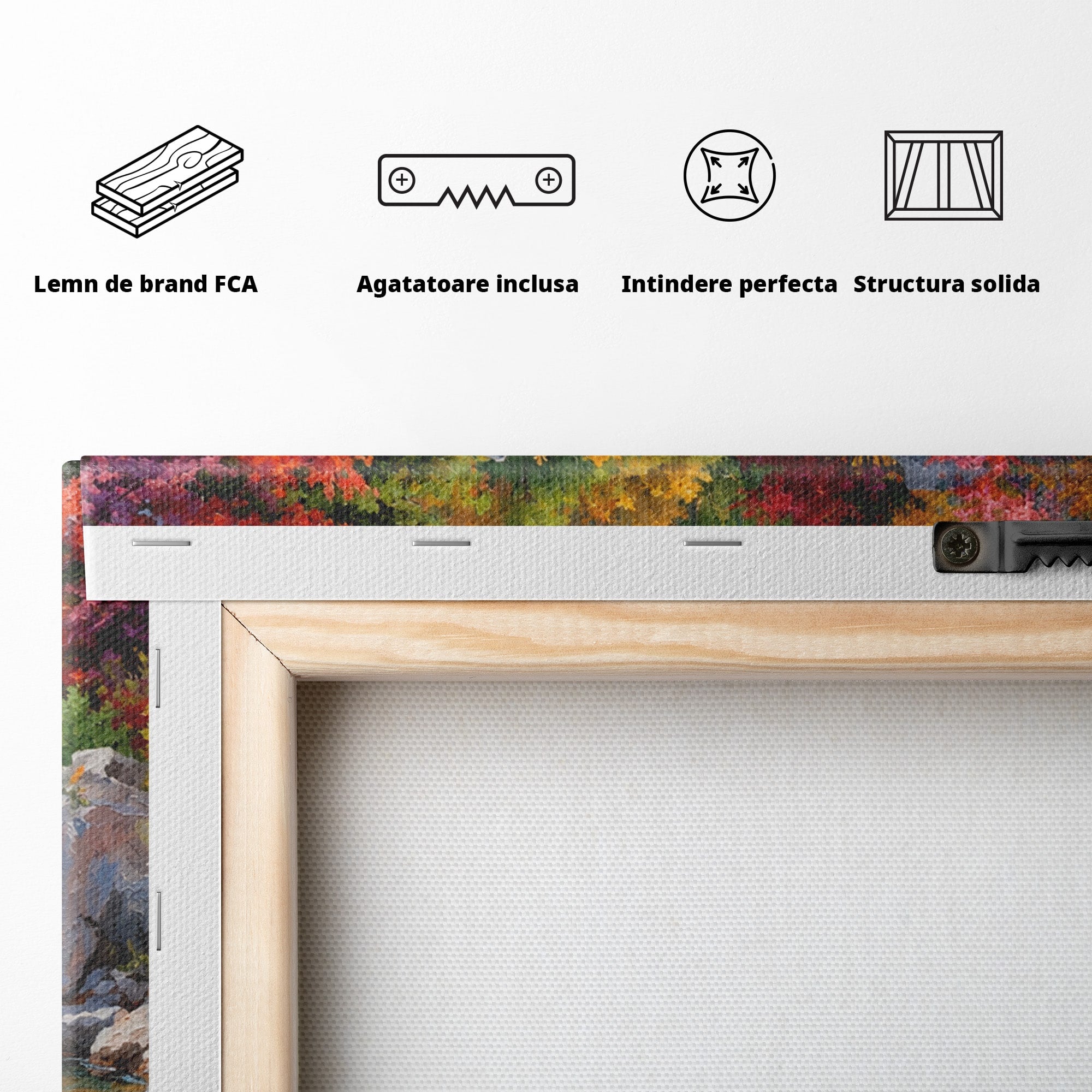 Tablou Canvas Premium LuxCanva® A1670, Rau De Munte In Toamna, Peisaj, Toamna, Natura, Rau, Living, Dormitor, Culori Vibrante