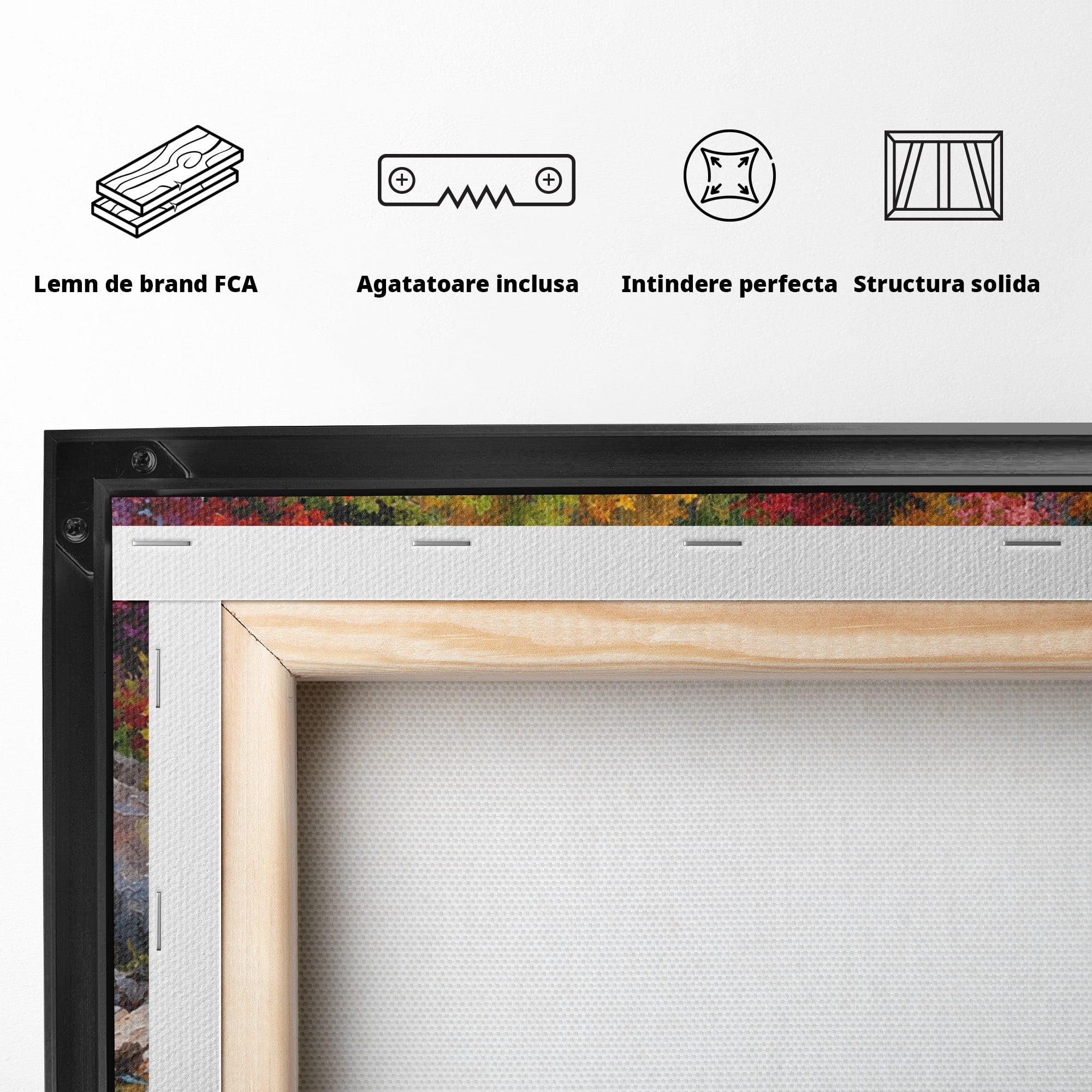 Tablou Canvas Premium LuxCanva® A1670, Rau De Munte In Toamna, Peisaj, Toamna, Natura, Rau, Living, Dormitor, Culori Vibrante
