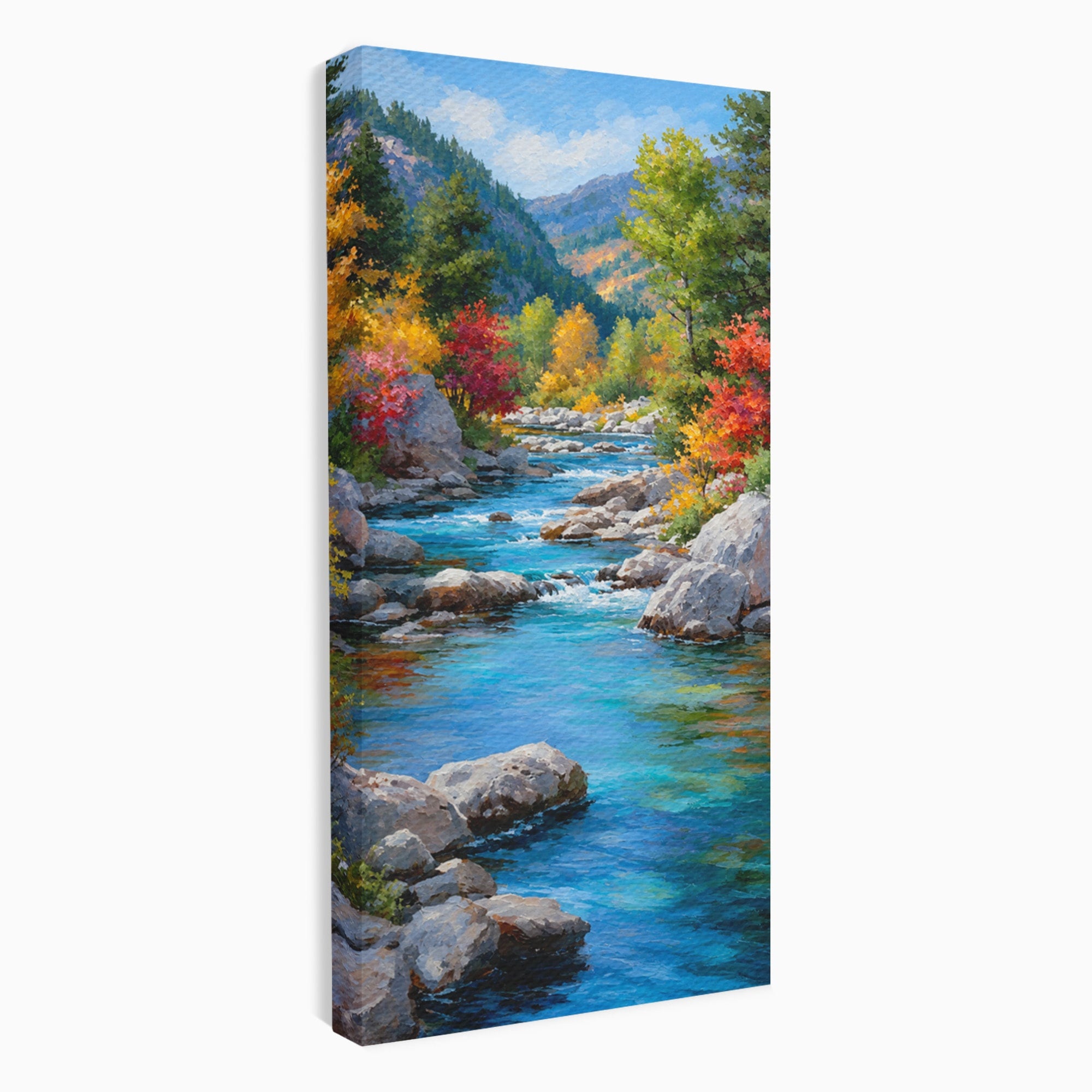 Tablou Canvas Premium LuxCanva® A1670, Rau De Munte In Toamna, Peisaj, Toamna, Natura, Rau, Living, Dormitor, Culori Vibrante