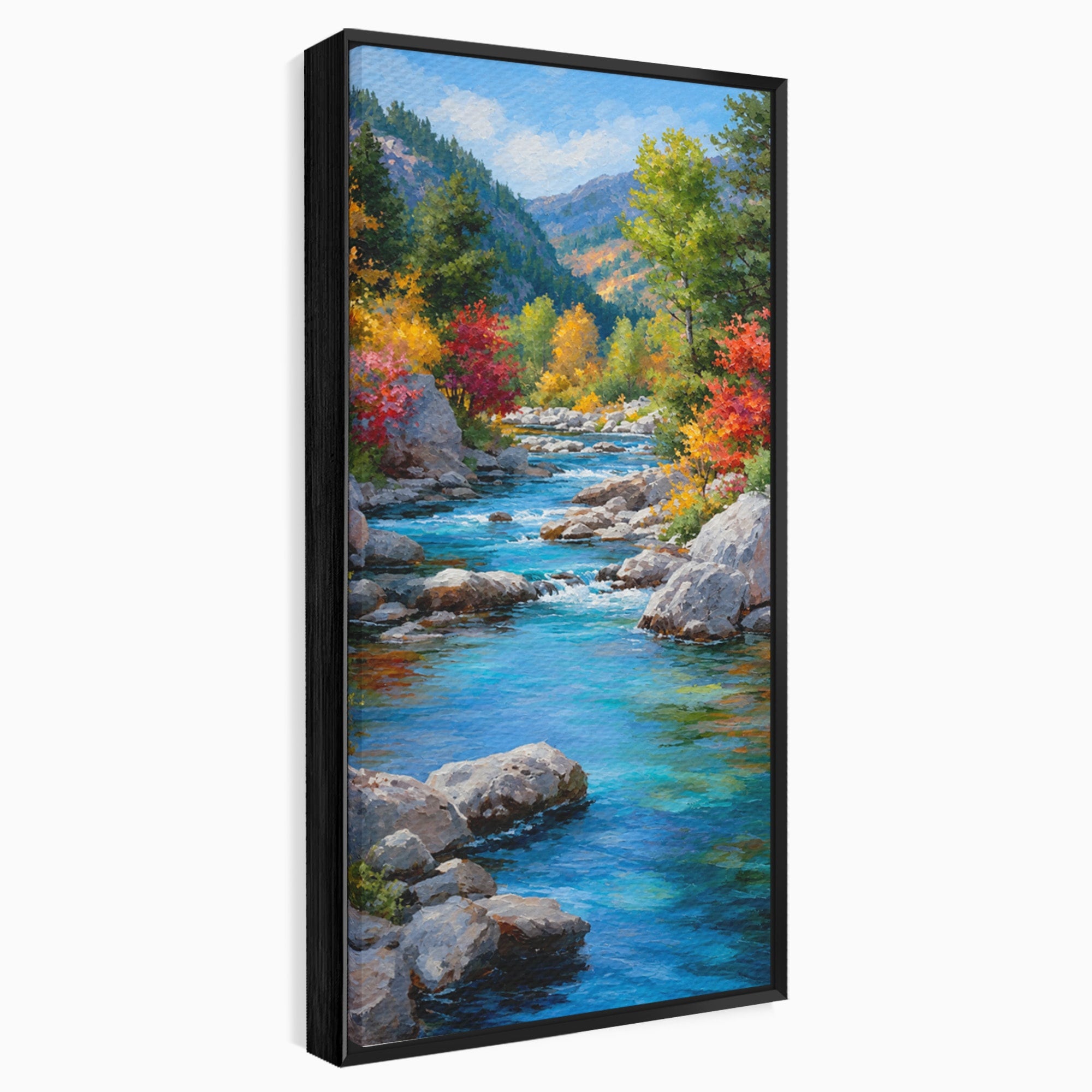 Tablou Canvas Premium LuxCanva® A1670, Rau De Munte In Toamna, Peisaj, Toamna, Natura, Rau, Living, Dormitor, Culori Vibrante