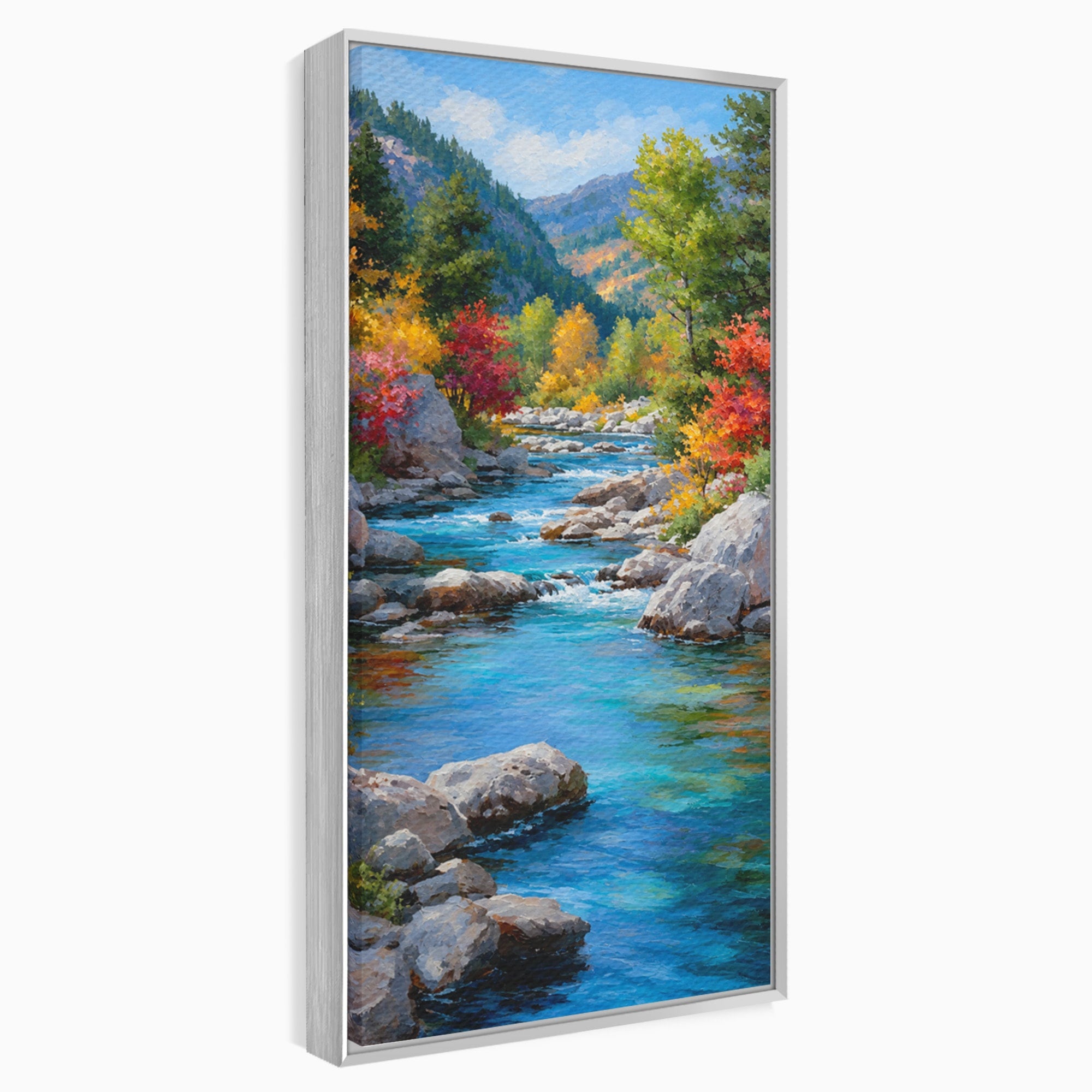Tablou Canvas Premium LuxCanva® A1670, Rau De Munte In Toamna, Peisaj, Toamna, Natura, Rau, Living, Dormitor, Culori Vibrante
