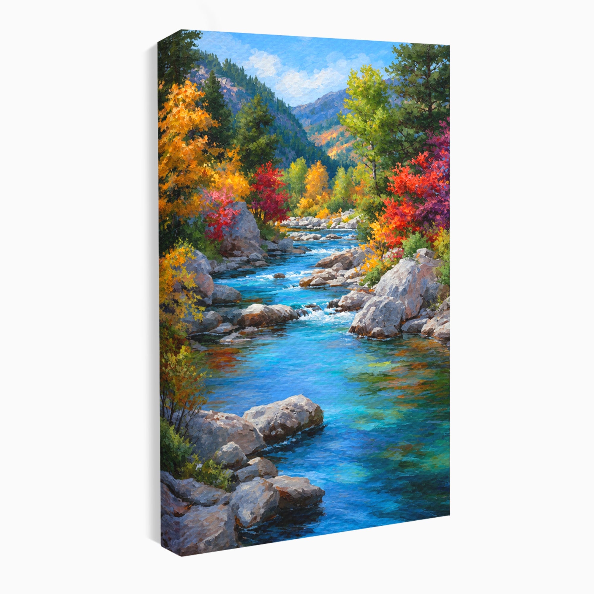 Tablou Canvas Premium LuxCanva® A1670, Rau De Munte In Toamna, Peisaj, Toamna, Natura, Rau, Living, Dormitor, Culori Vibrante