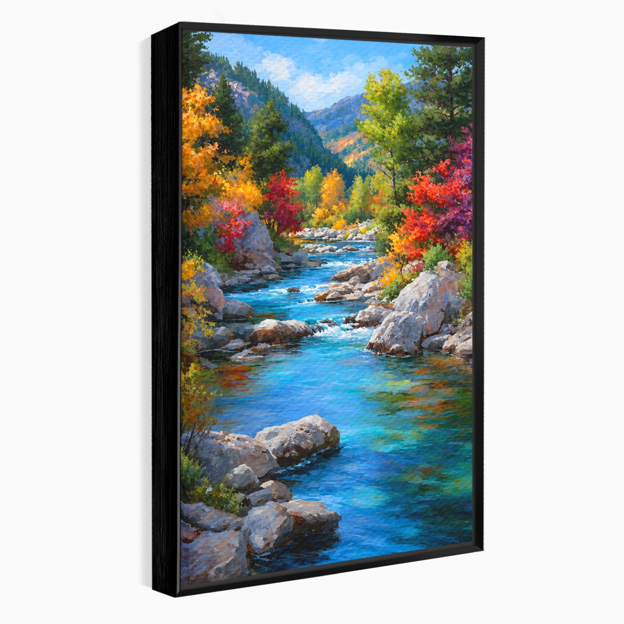 Tablou Canvas Premium LuxCanva® A1670, Rau De Munte In Toamna, Peisaj, Toamna, Natura, Rau, Living, Dormitor, Culori Vibrante