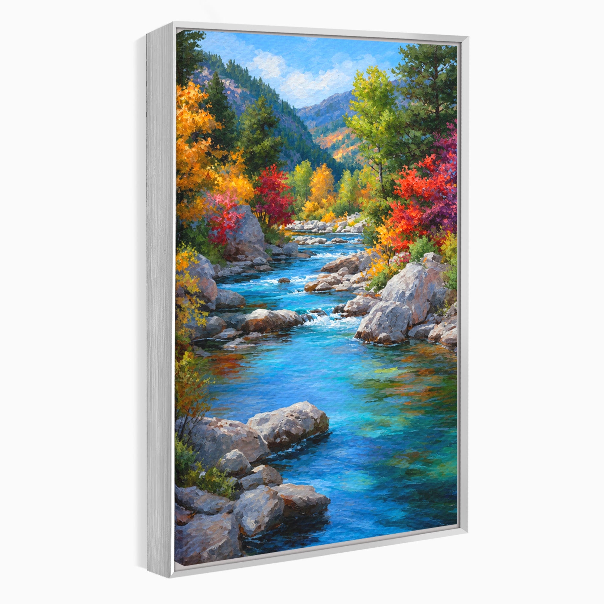 Tablou Canvas Premium LuxCanva® A1670, Rau De Munte In Toamna, Peisaj, Toamna, Natura, Rau, Living, Dormitor, Culori Vibrante