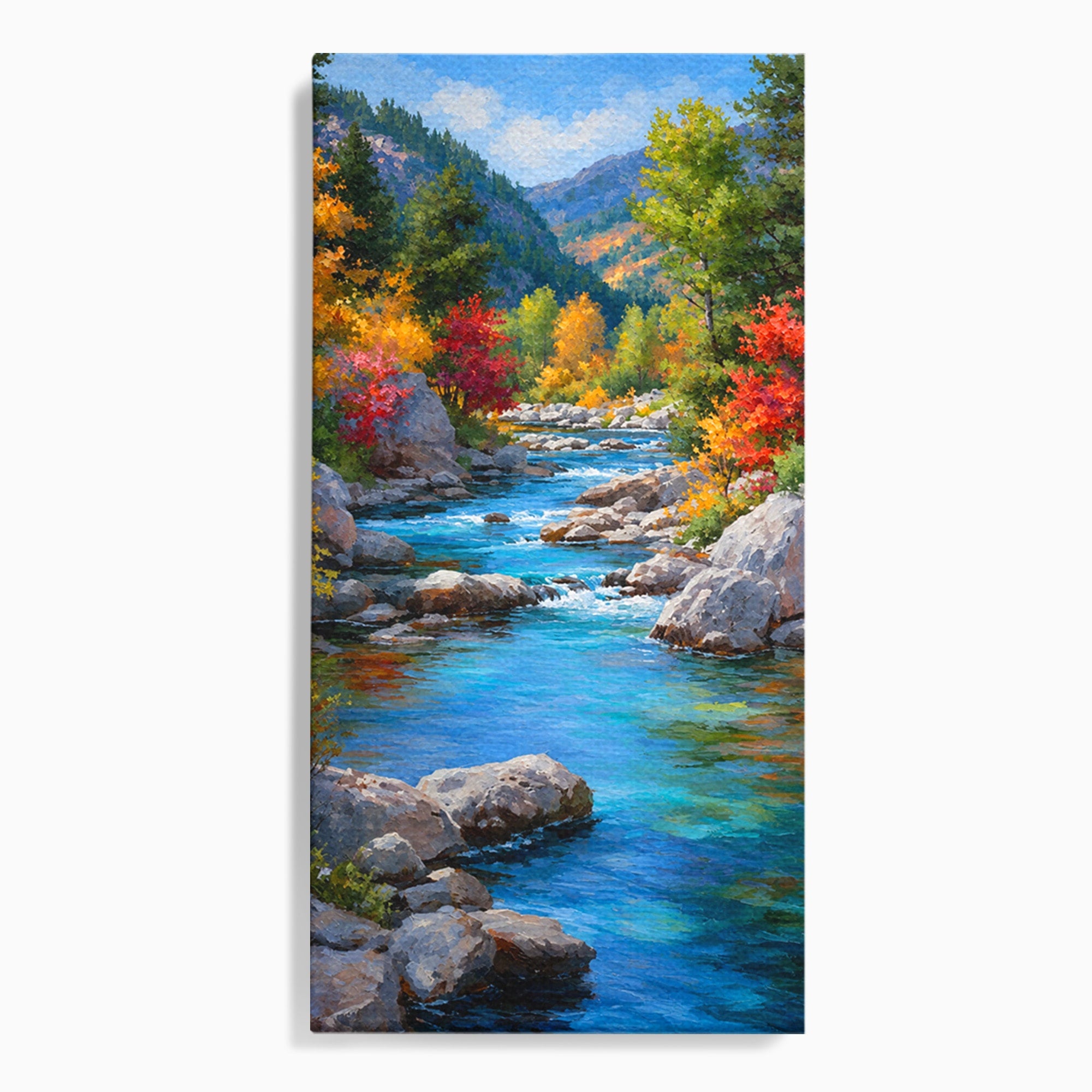 Tablou Canvas Premium LuxCanva® A1670, Rau De Munte In Toamna, Peisaj, Toamna, Natura, Rau, Living, Dormitor, Culori Vibrante
