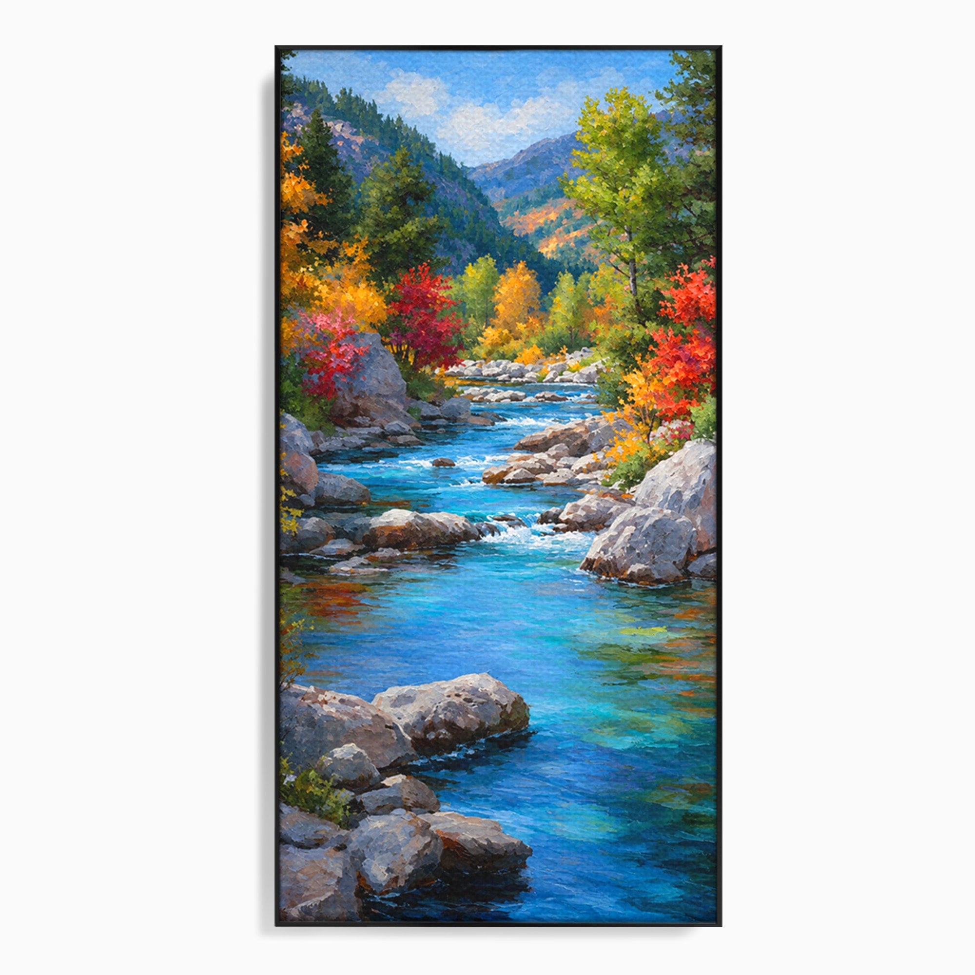 Tablou Canvas Premium LuxCanva® A1670, Rau De Munte In Toamna, Peisaj, Toamna, Natura, Rau, Living, Dormitor, Culori Vibrante