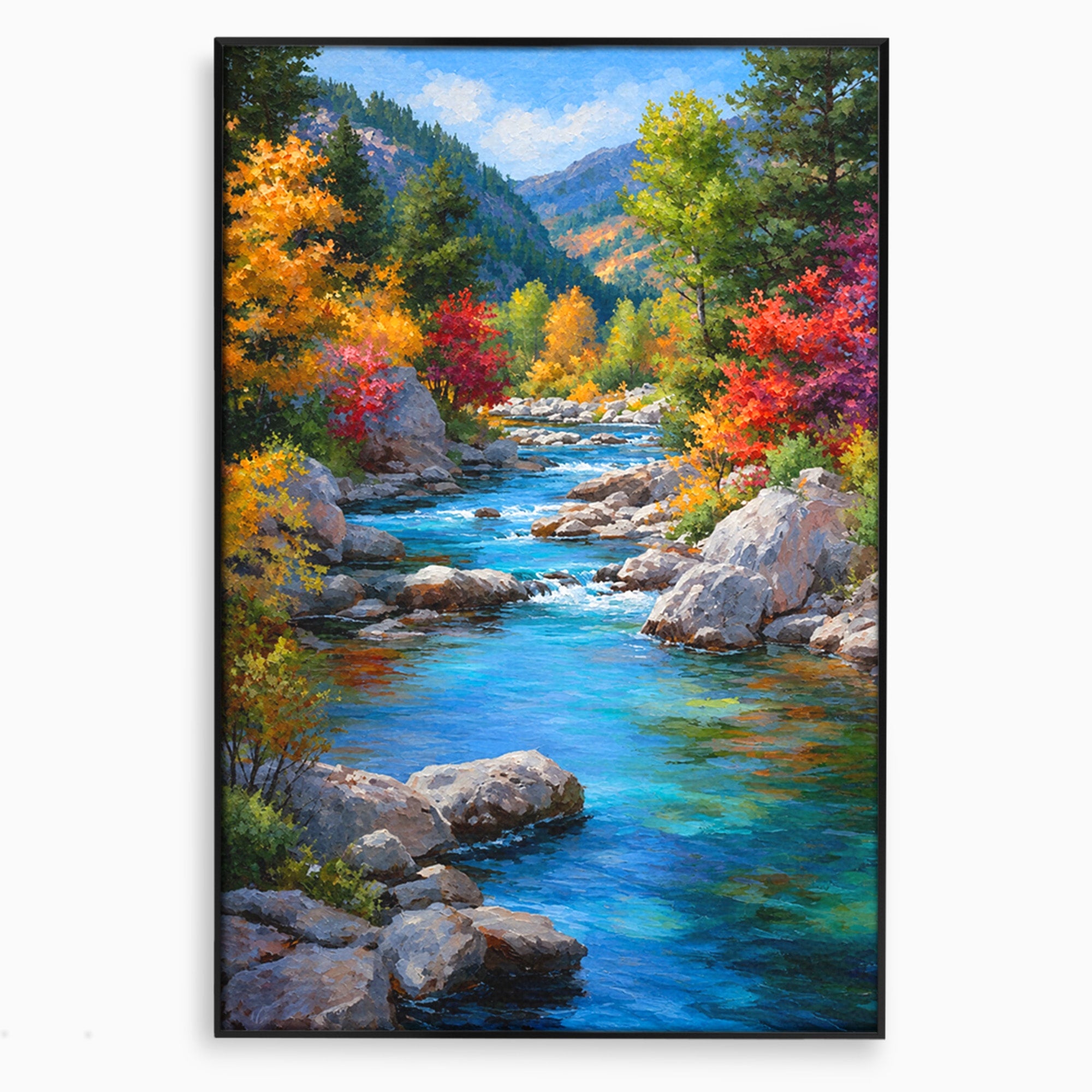 Tablou Canvas Premium LuxCanva® A1670, Rau De Munte In Toamna, Peisaj, Toamna, Natura, Rau, Living, Dormitor, Culori Vibrante