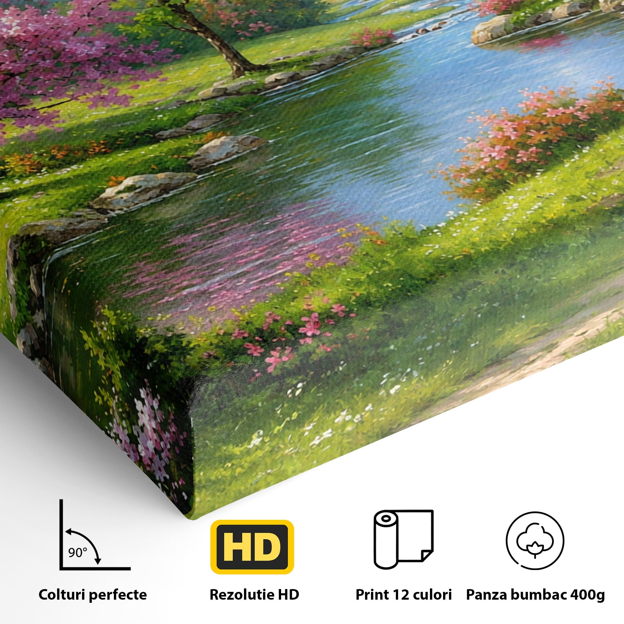 Tablou Canvas Premium LuxCanva® A1672, Peisaj Primavaratic, Peisaj, Primavara, Natura, Flori, Living, Culori Vibrante