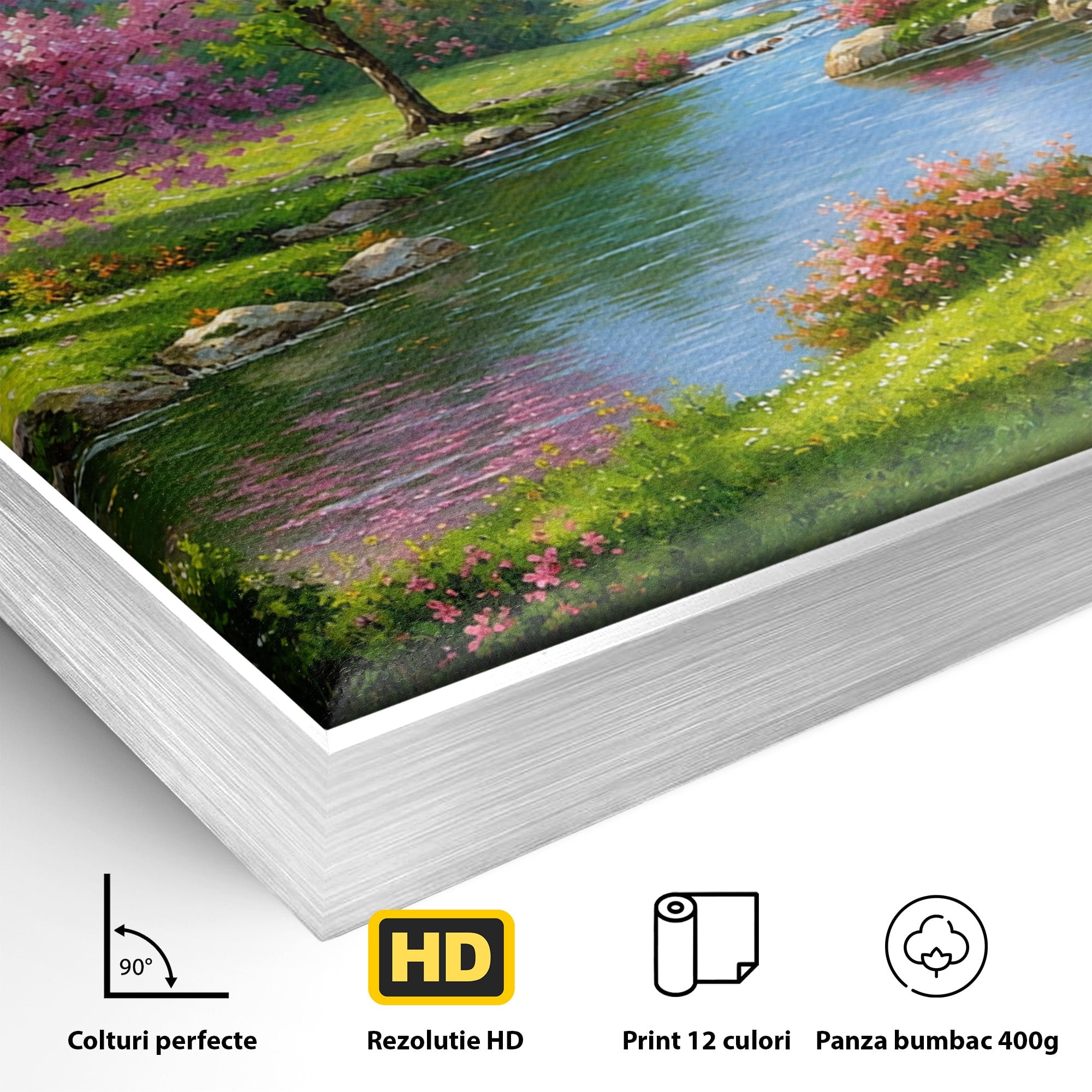 Tablou Canvas Premium LuxCanva® A1672, Peisaj Primavaratic, Peisaj, Primavara, Natura, Flori, Living, Culori Vibrante