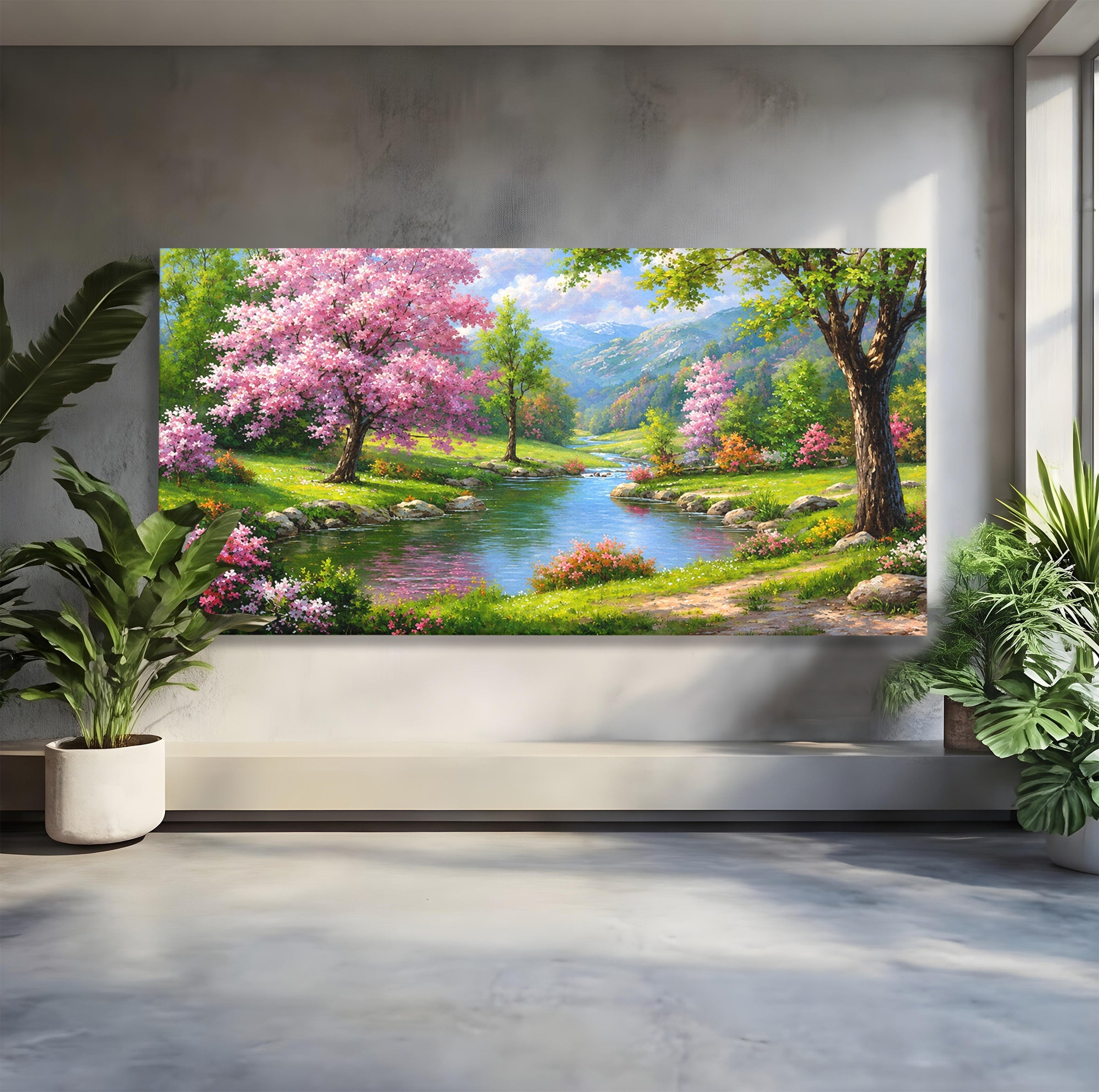 Tablou Canvas Premium LuxCanva® A1672, Peisaj Primavaratic, Peisaj, Primavara, Natura, Flori, Living, Culori Vibrante