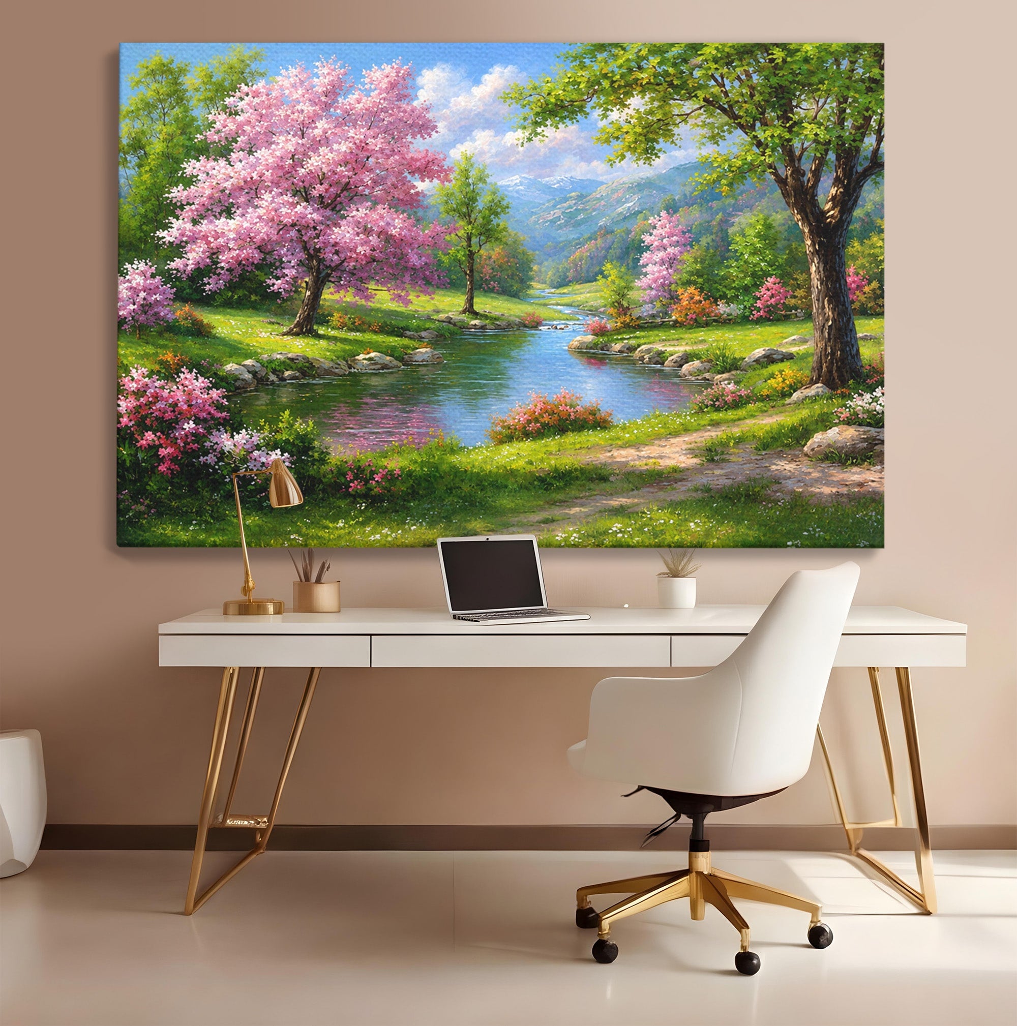 Tablou Canvas Premium LuxCanva® A1672, Peisaj Primavaratic, Peisaj, Primavara, Natura, Flori, Living, Culori Vibrante