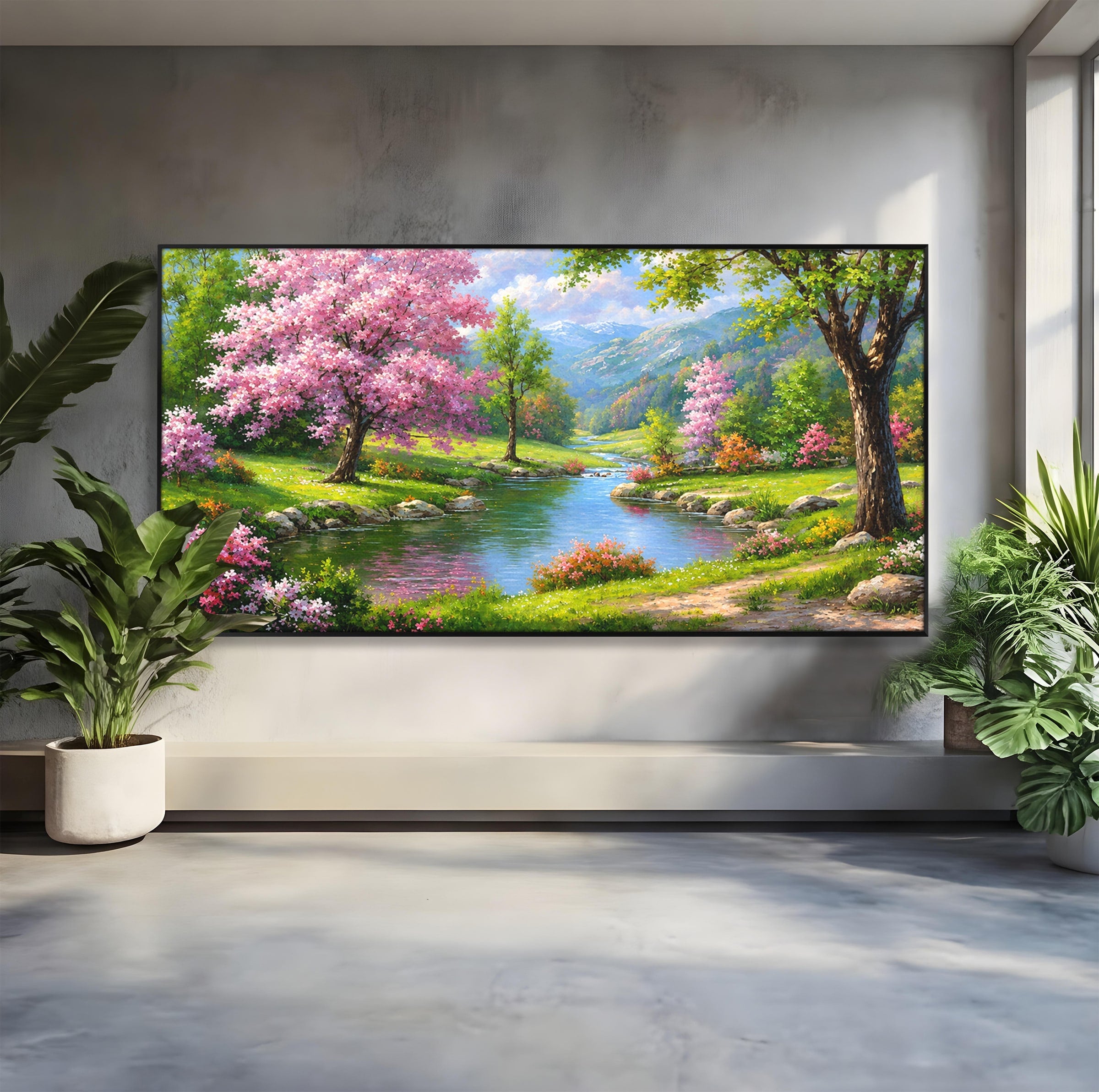 Tablou Canvas Premium LuxCanva® A1672, Peisaj Primavaratic, Peisaj, Primavara, Natura, Flori, Living, Culori Vibrante