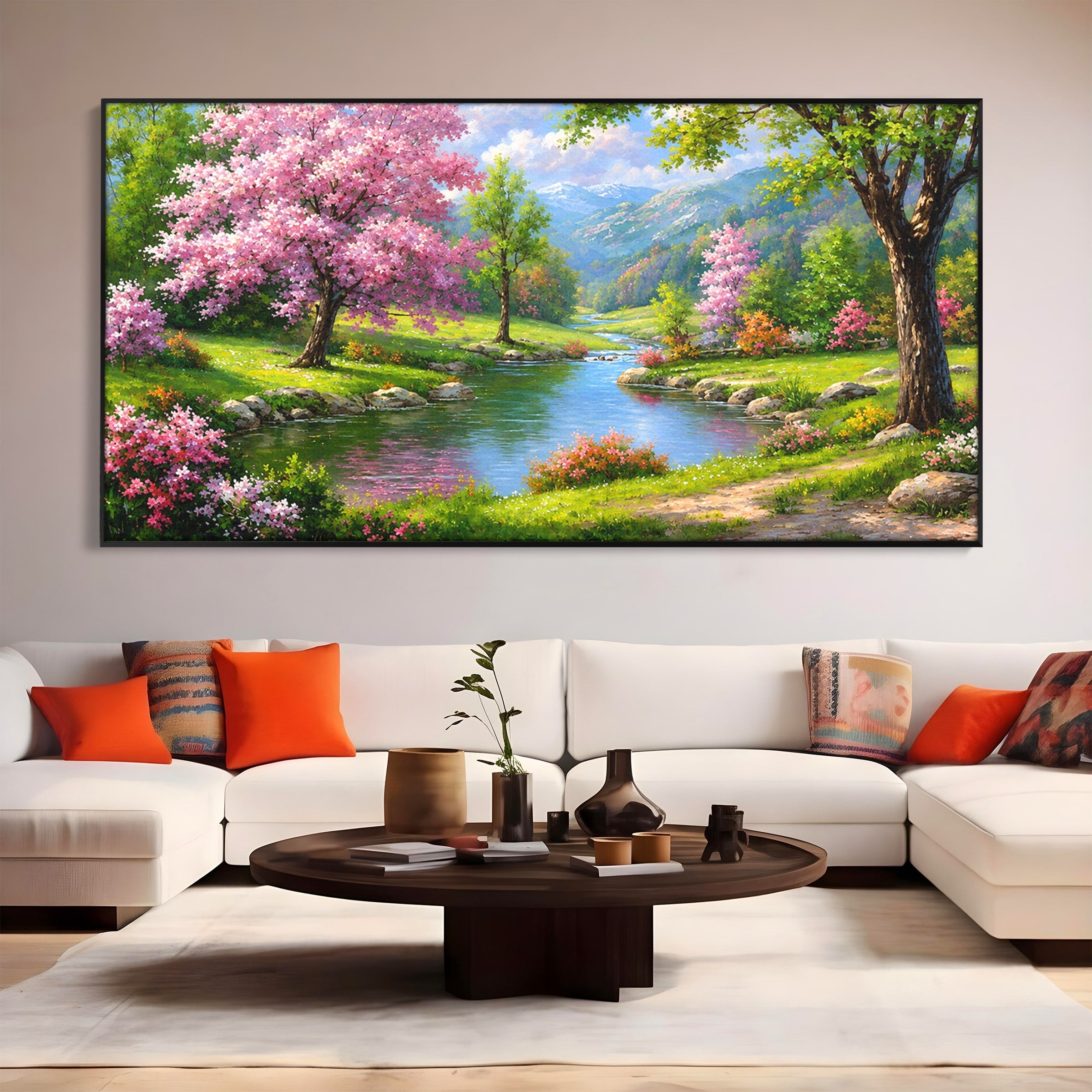 Tablou Canvas Premium LuxCanva® A1672, Peisaj Primavaratic, Peisaj, Primavara, Natura, Flori, Living, Culori Vibrante