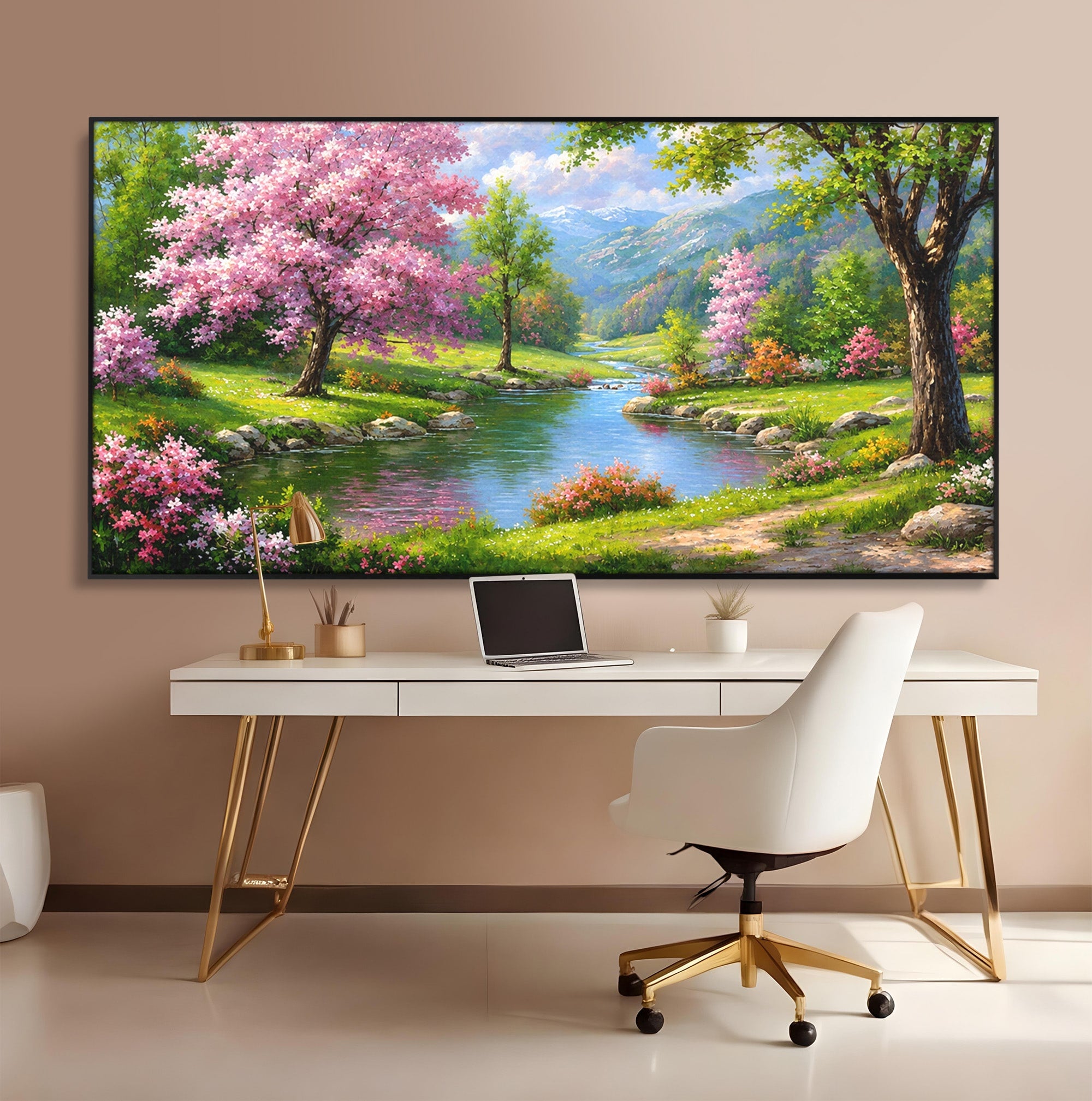 Tablou Canvas Premium LuxCanva® A1672, Peisaj Primavaratic, Peisaj, Primavara, Natura, Flori, Living, Culori Vibrante