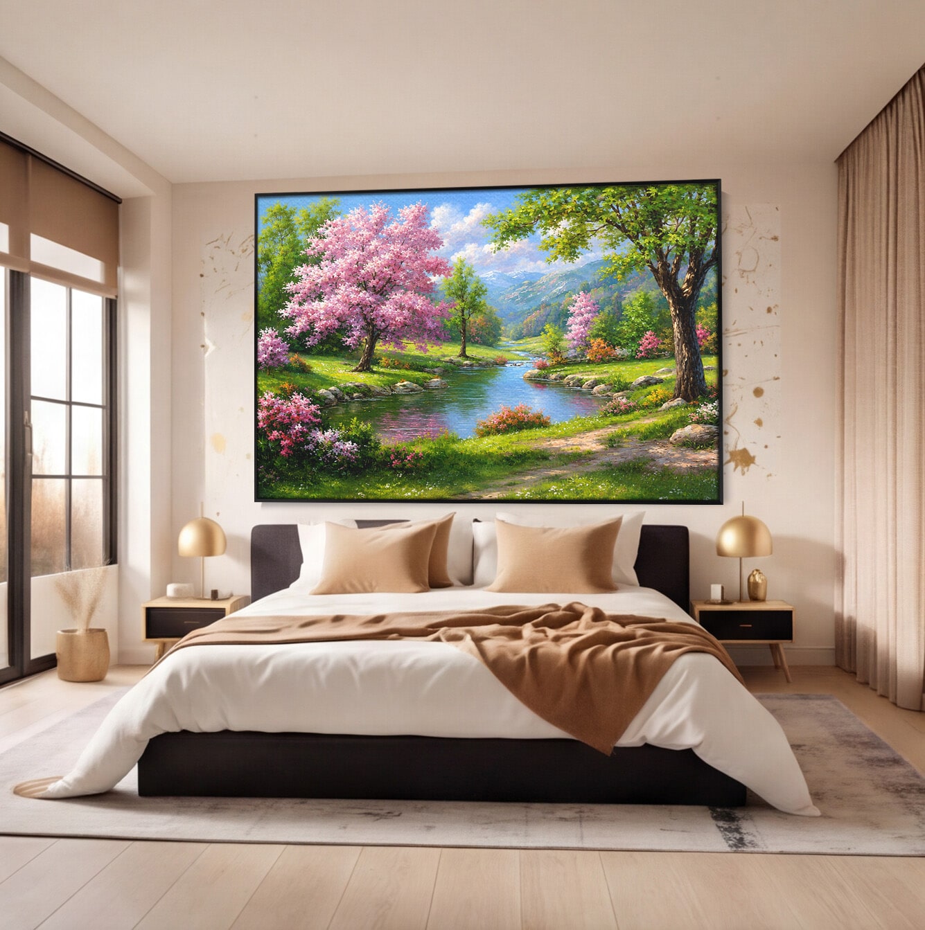 Tablou Canvas Premium LuxCanva® A1672, Peisaj Primavaratic, Peisaj, Primavara, Natura, Flori, Living, Culori Vibrante
