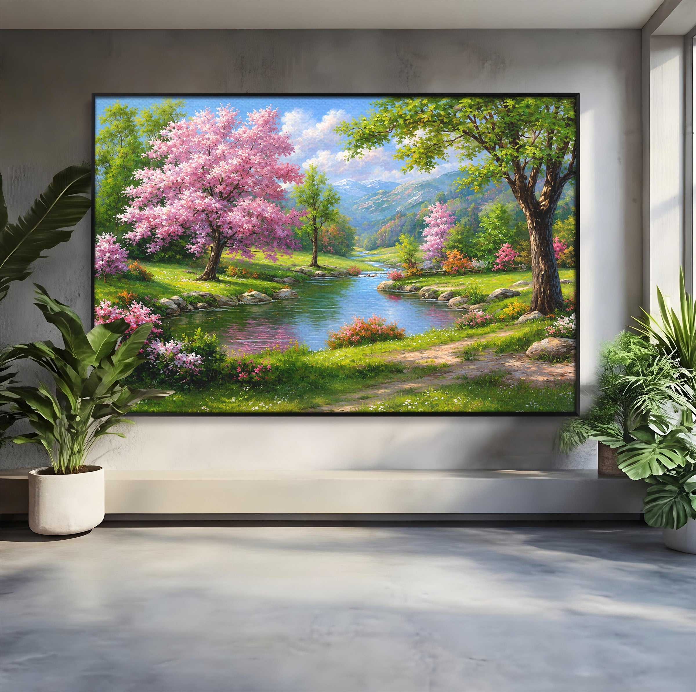 Tablou Canvas Premium LuxCanva® A1672, Peisaj Primavaratic, Peisaj, Primavara, Natura, Flori, Living, Culori Vibrante