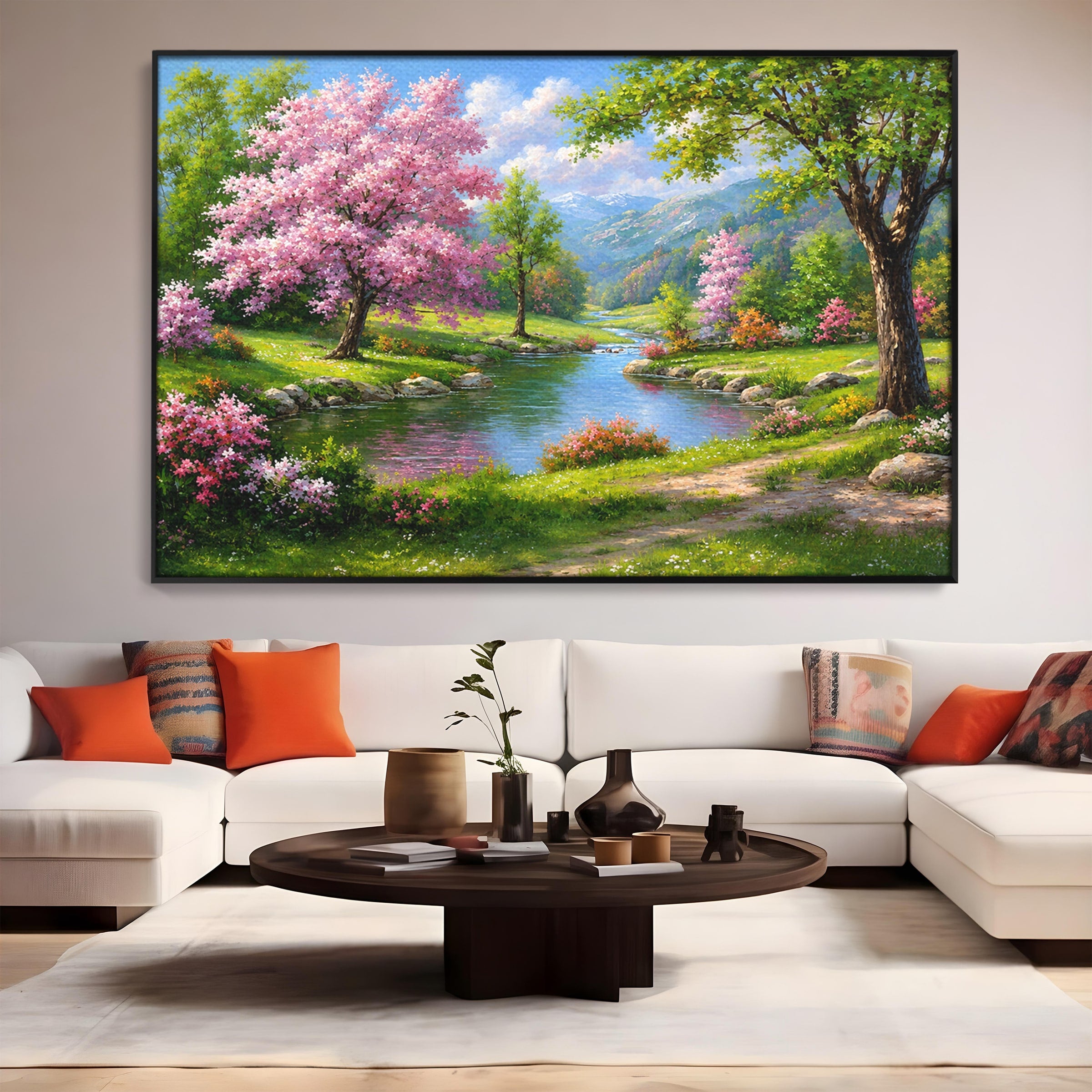 Tablou Canvas Premium LuxCanva® A1672, Peisaj Primavaratic, Peisaj, Primavara, Natura, Flori, Living, Culori Vibrante