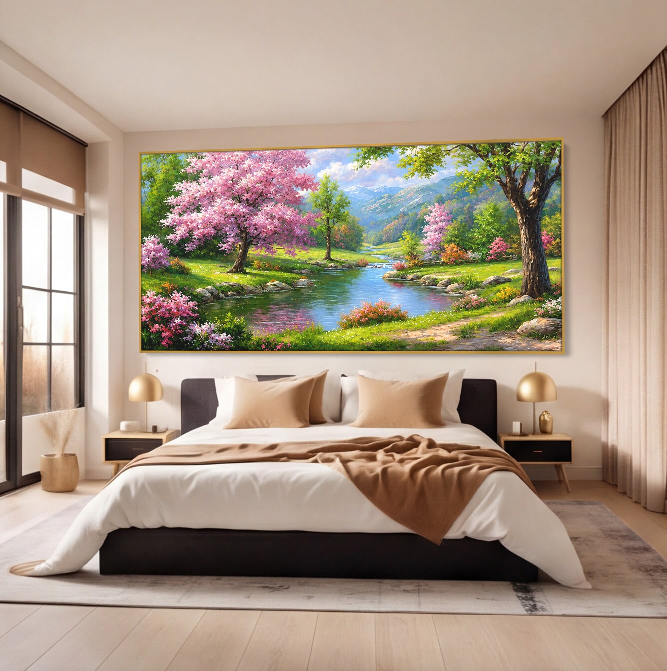 Tablou Canvas Premium LuxCanva® A1672, Peisaj Primavaratic, Peisaj, Primavara, Natura, Flori, Living, Culori Vibrante