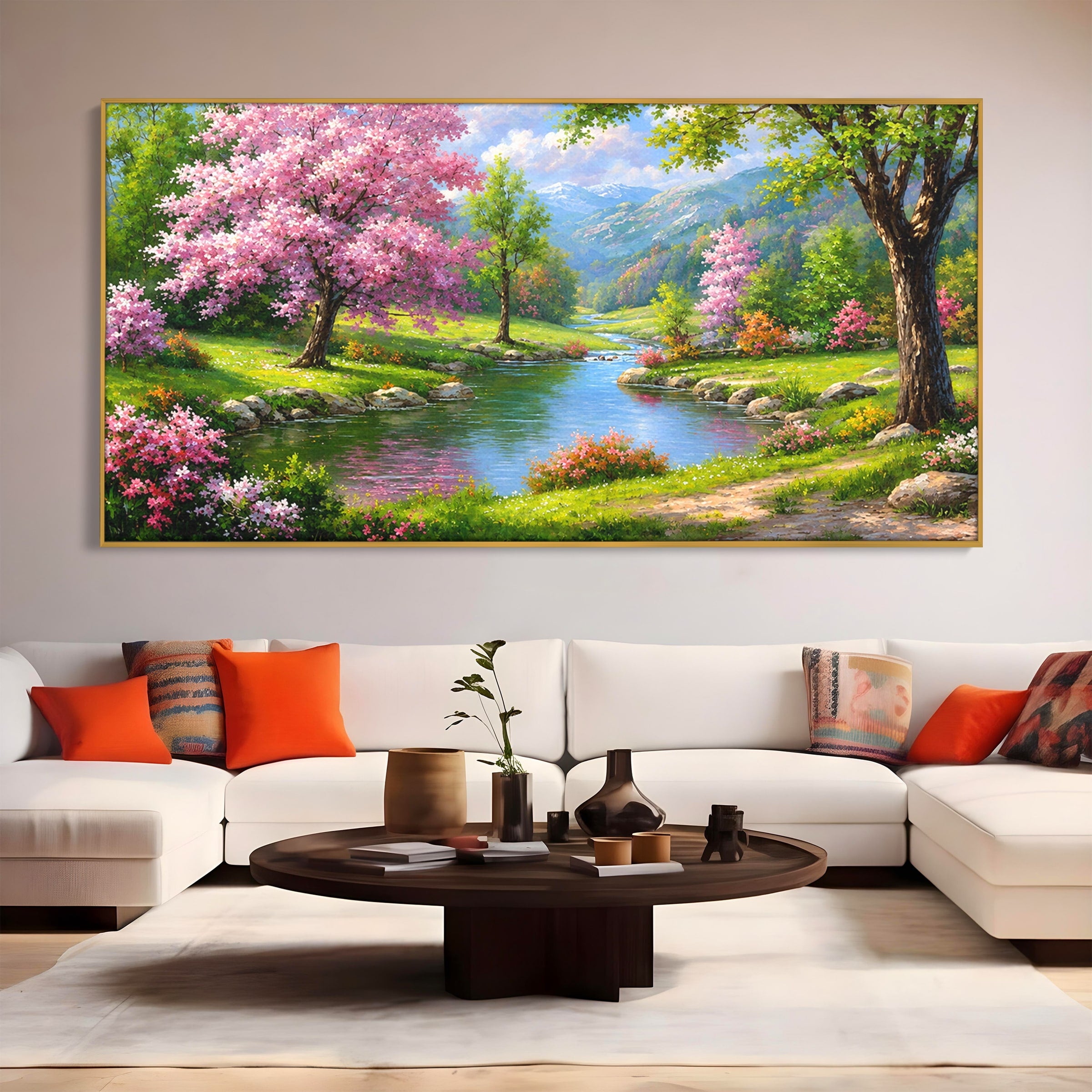 Tablou Canvas Premium LuxCanva® A1672, Peisaj Primavaratic, Peisaj, Primavara, Natura, Flori, Living, Culori Vibrante