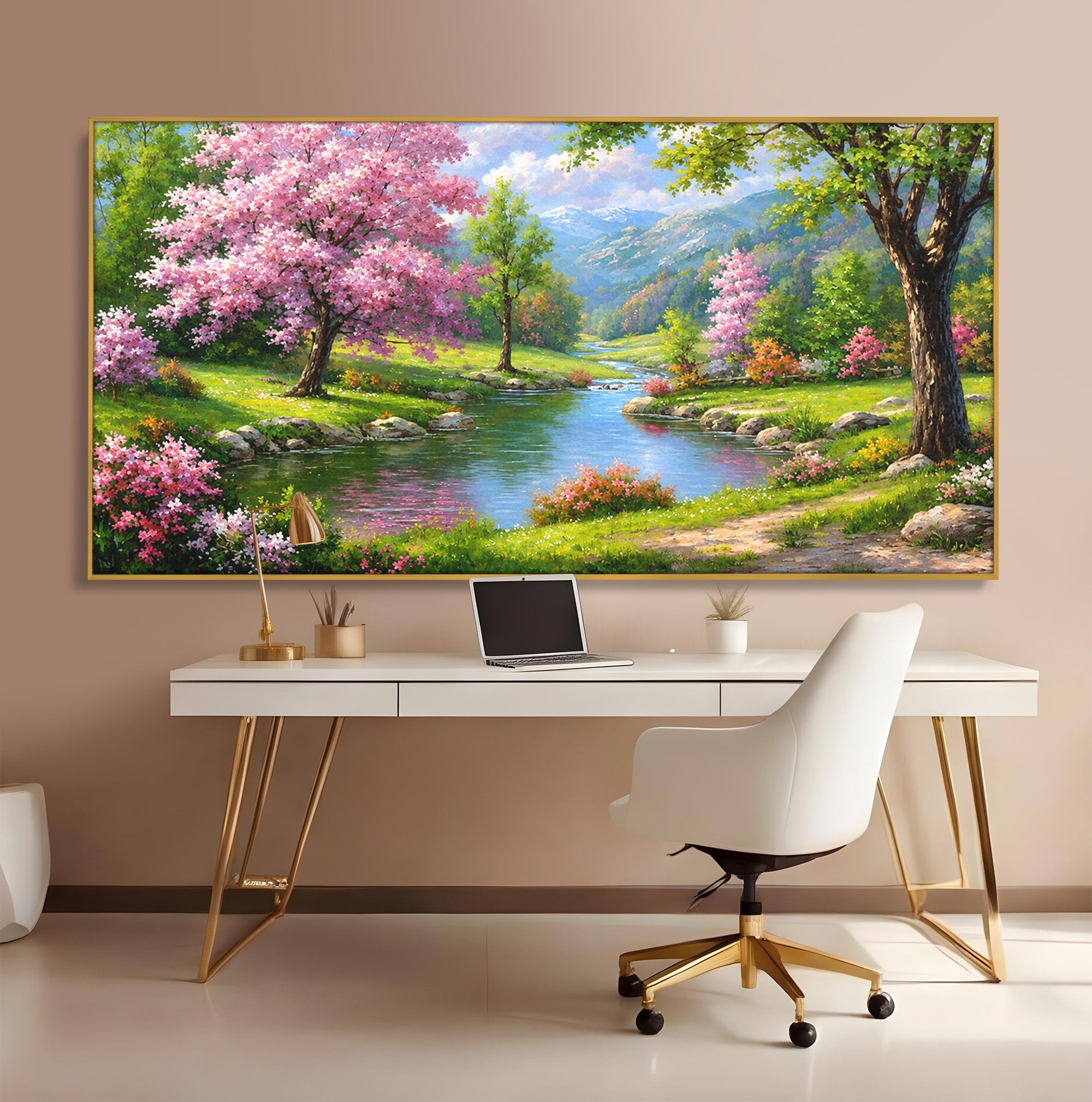 Tablou Canvas Premium LuxCanva® A1672, Peisaj Primavaratic, Peisaj, Primavara, Natura, Flori, Living, Culori Vibrante