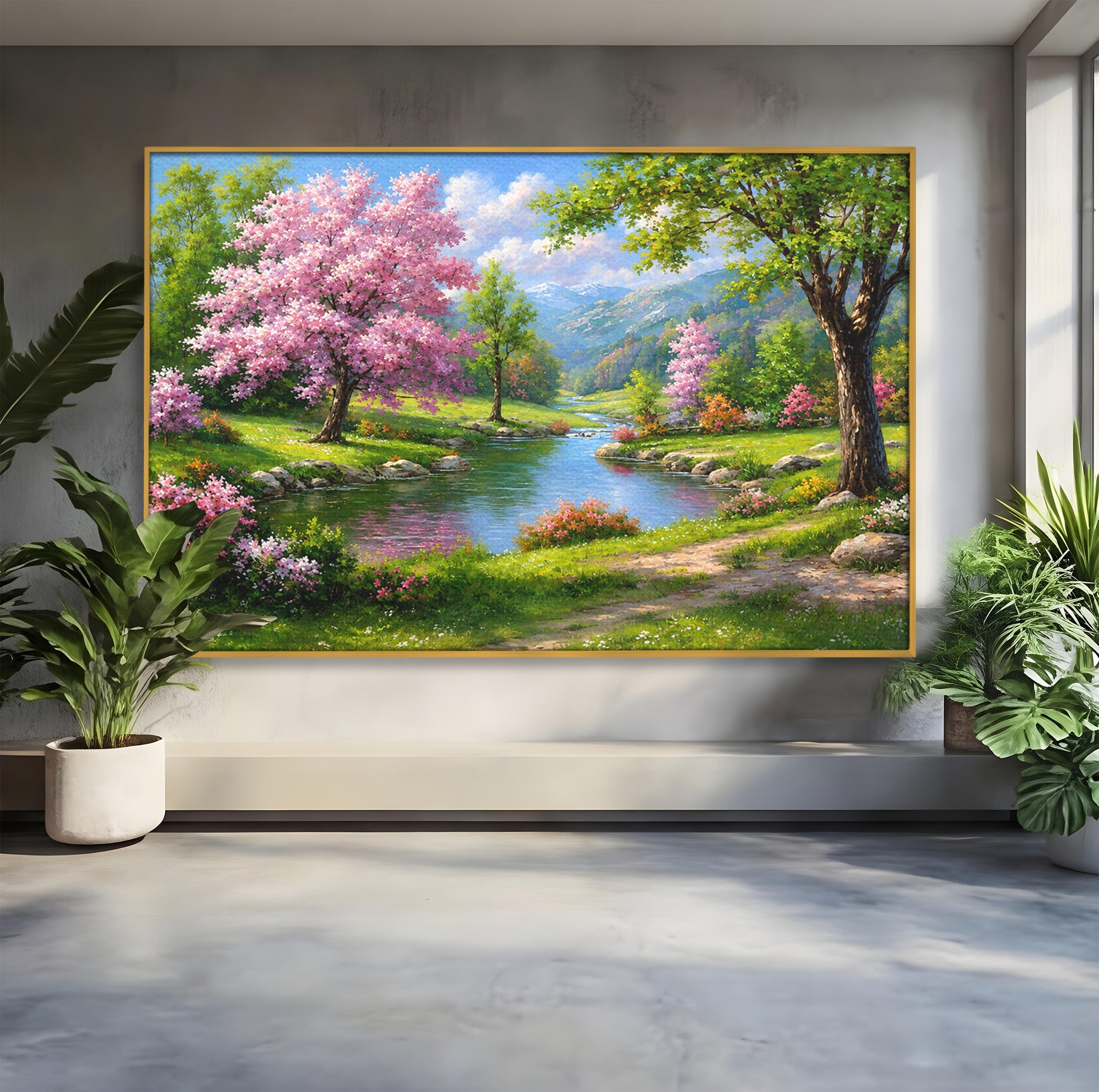 Tablou Canvas Premium LuxCanva® A1672, Peisaj Primavaratic, Peisaj, Primavara, Natura, Flori, Living, Culori Vibrante