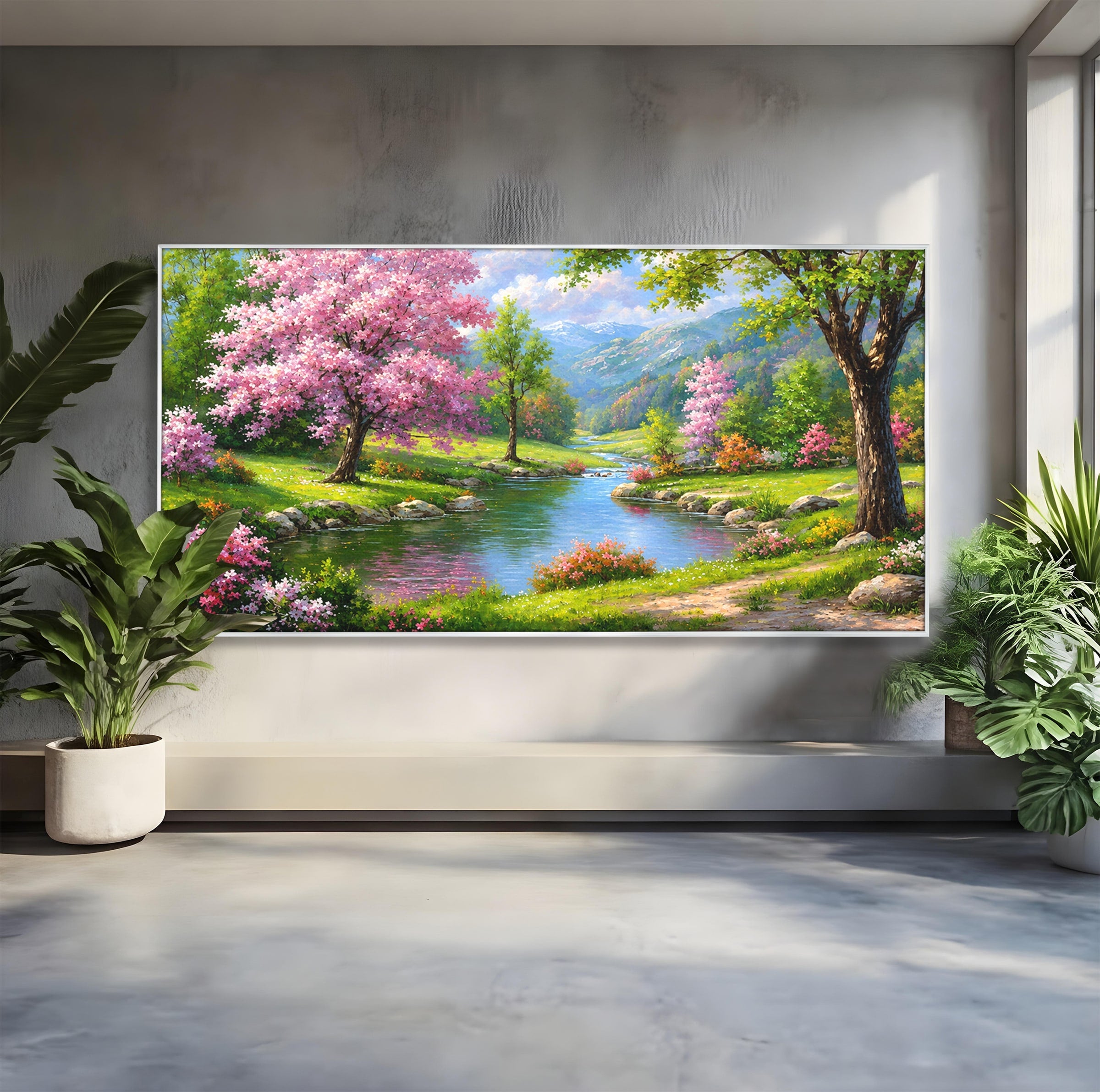 Tablou Canvas Premium LuxCanva® A1672, Peisaj Primavaratic, Peisaj, Primavara, Natura, Flori, Living, Culori Vibrante