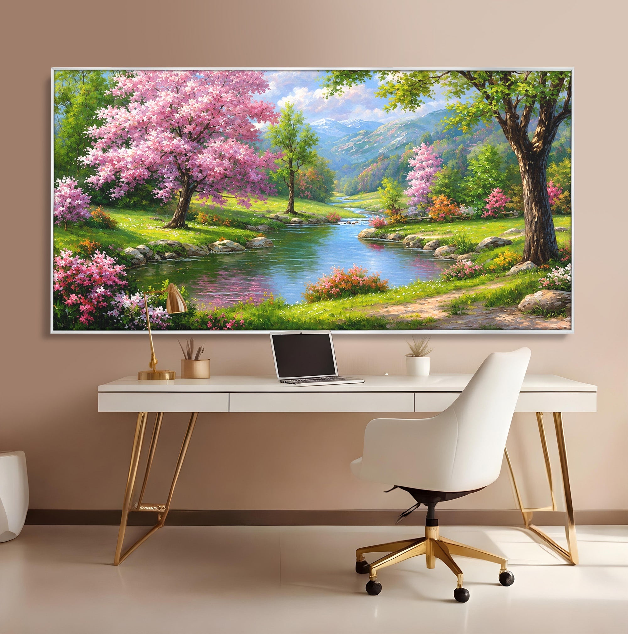 Tablou Canvas Premium LuxCanva® A1672, Peisaj Primavaratic, Peisaj, Primavara, Natura, Flori, Living, Culori Vibrante