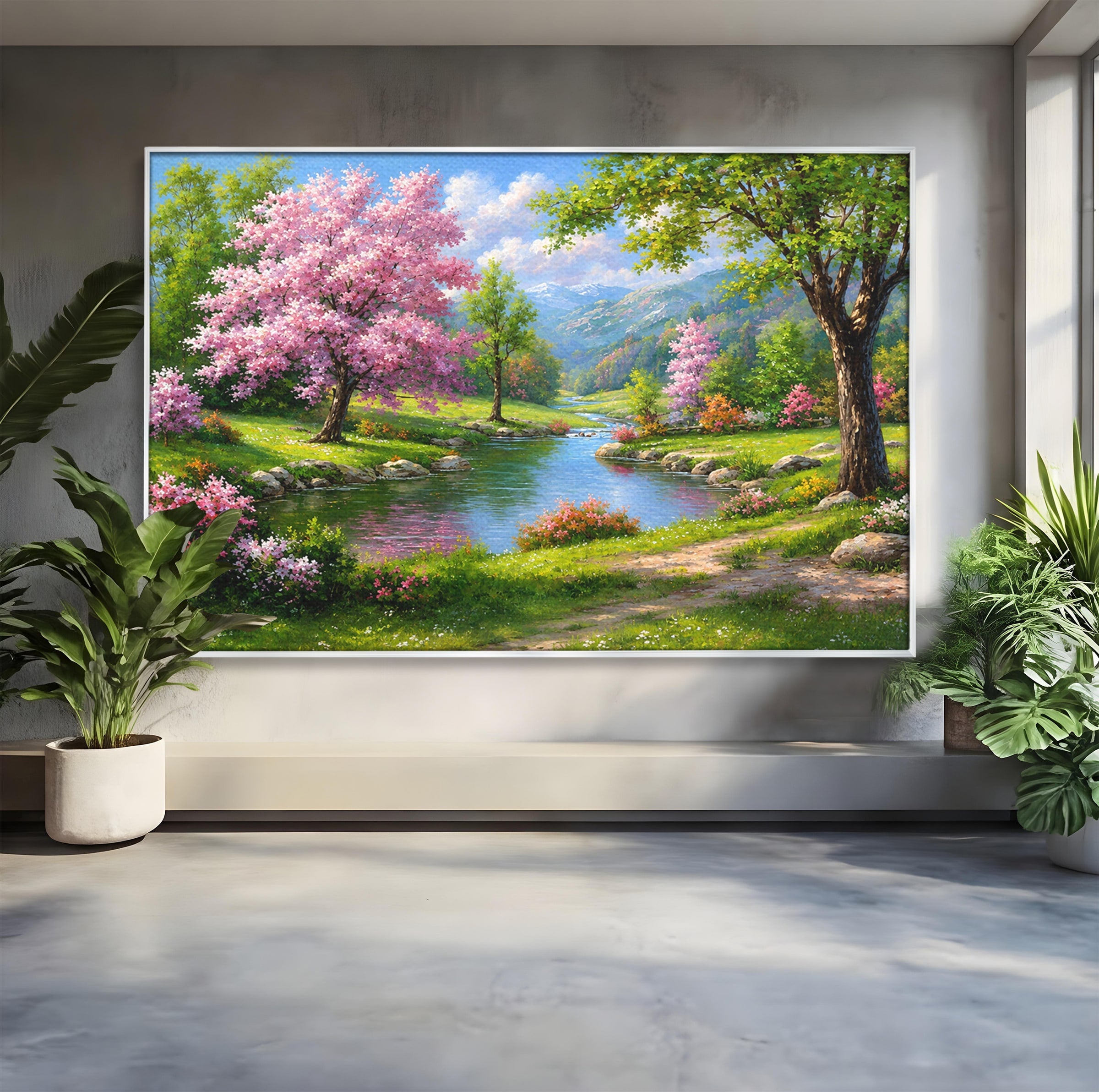 Tablou Canvas Premium LuxCanva® A1672, Peisaj Primavaratic, Peisaj, Primavara, Natura, Flori, Living, Culori Vibrante