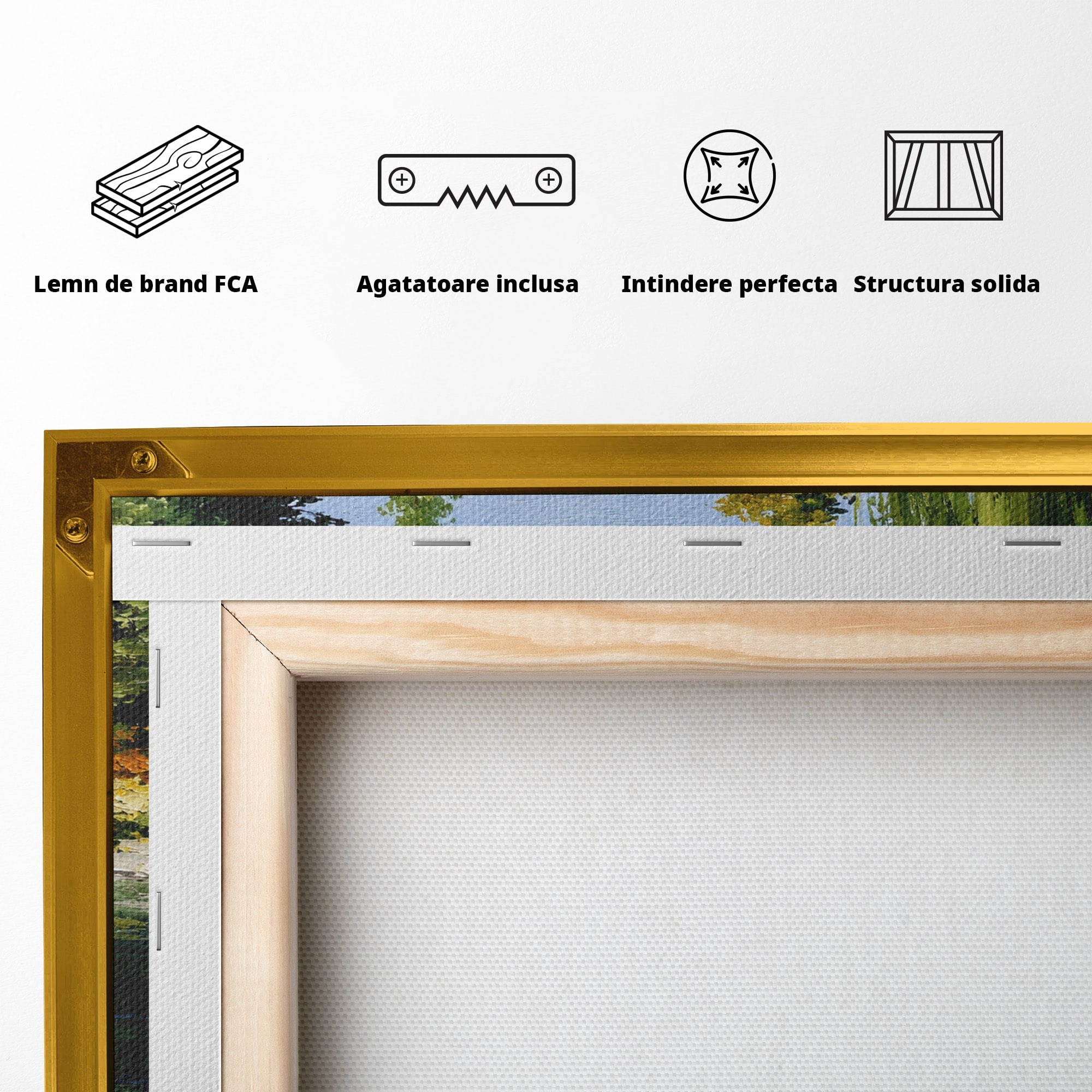 Tablou Canvas Premium LuxCanva® A1673, Peisaj De Vara Cu Lac Linistit, Lac, Flori, Peisaj, Natura, Living, Culori Vibrante