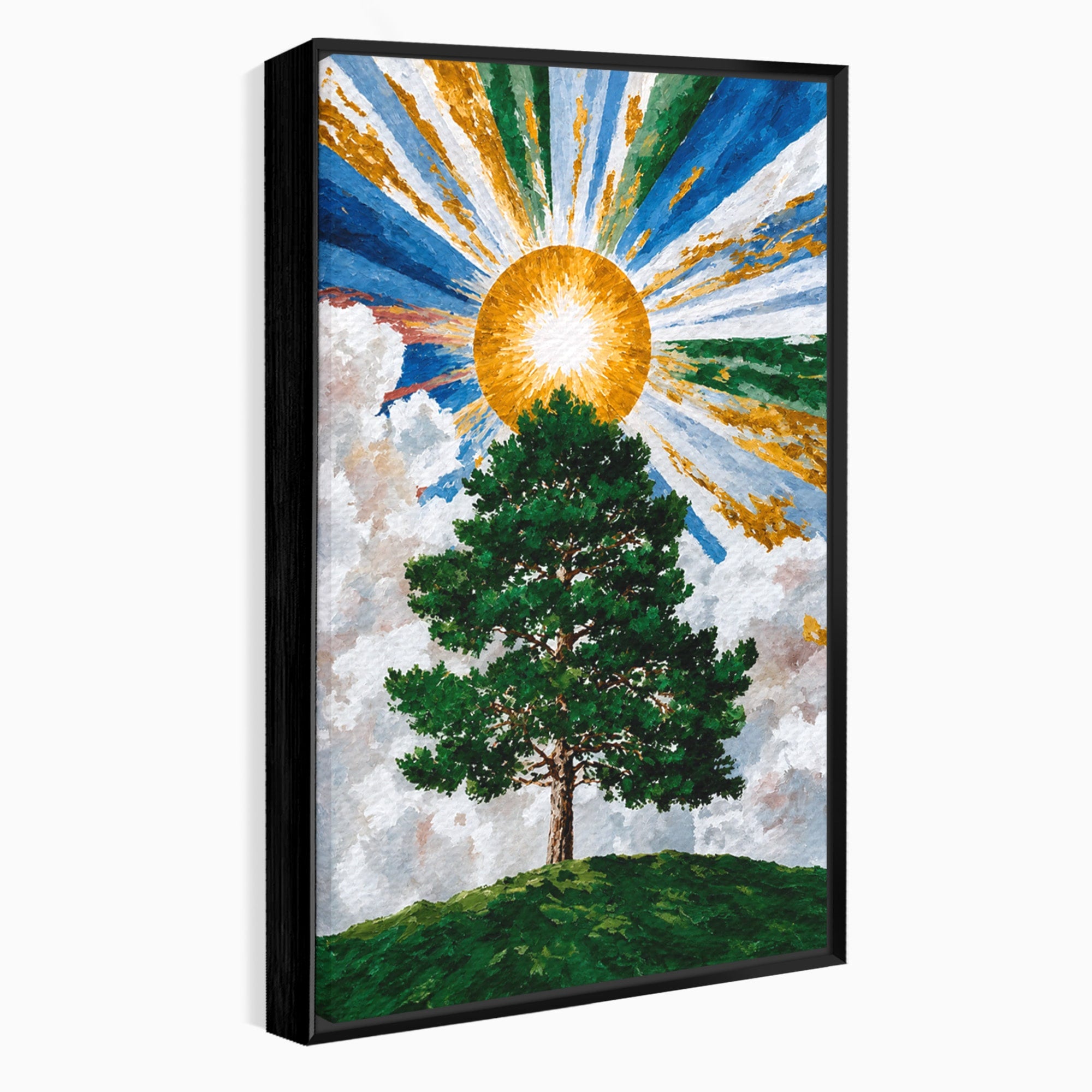 Tablou Canvas Premium LuxCanva® A1674, Copacul Sub Soare, Copac, Soare, Peisaj, Natura, Living, Culori Vibrante