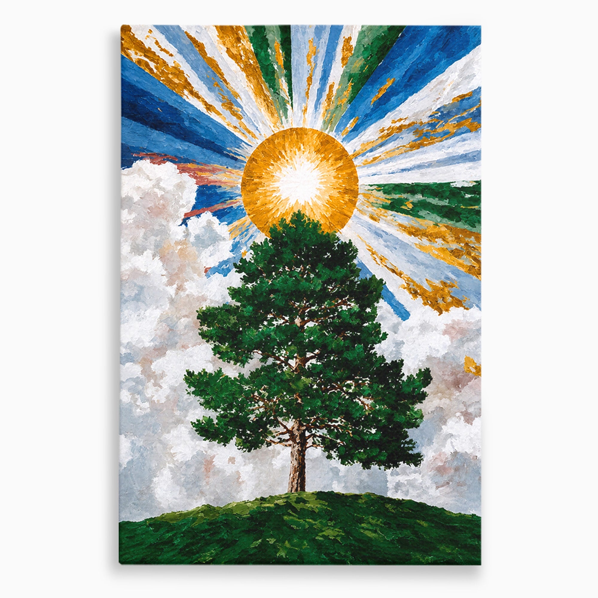 Tablou Canvas Premium LuxCanva® A1674, Copacul Sub Soare, Copac, Soare, Peisaj, Natura, Living, Culori Vibrante