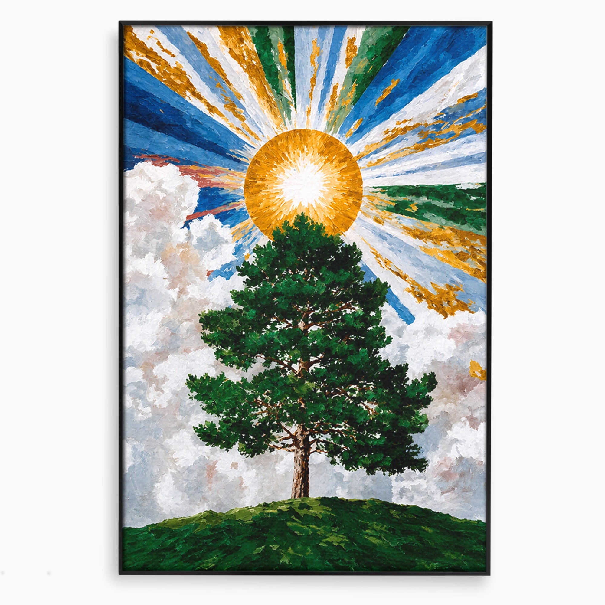 Tablou Canvas Premium LuxCanva® A1674, Copacul Sub Soare, Copac, Soare, Peisaj, Natura, Living, Culori Vibrante