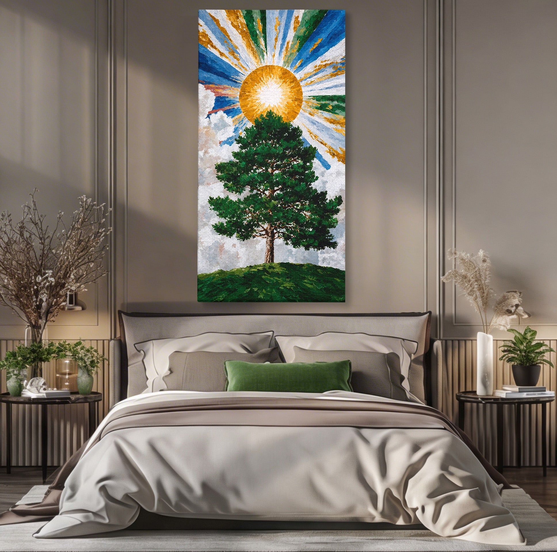 Tablou Canvas Premium LuxCanva® A1674, Copacul Sub Soare, Copac, Soare, Peisaj, Natura, Living, Culori Vibrante