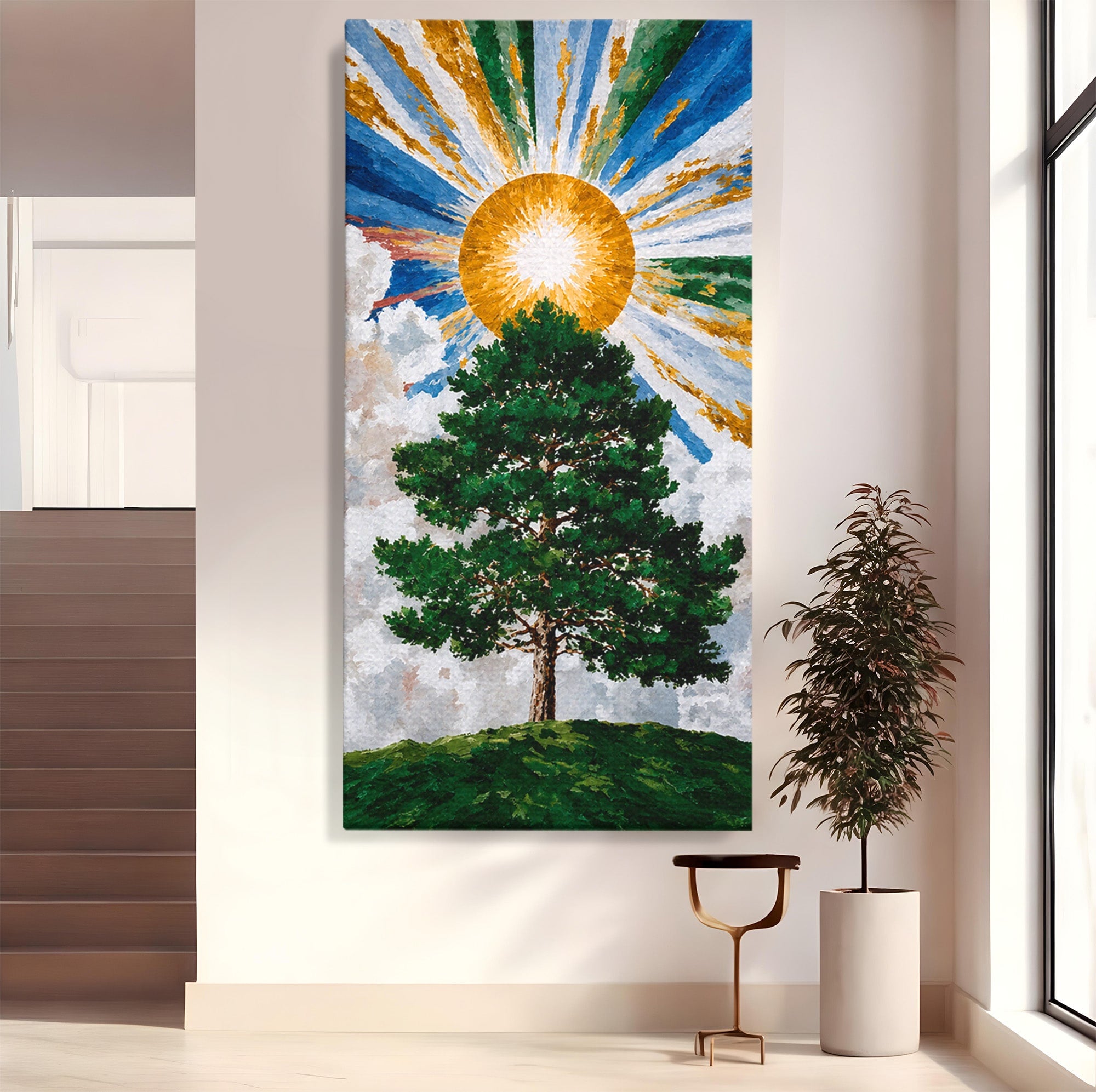 Tablou Canvas Premium LuxCanva® A1674, Copacul Sub Soare, Copac, Soare, Peisaj, Natura, Living, Culori Vibrante