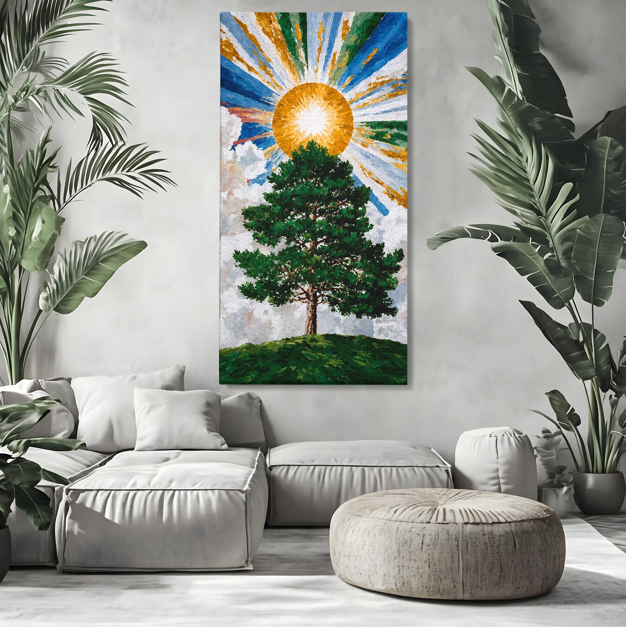 Tablou Canvas Premium LuxCanva® A1674, Copacul Sub Soare, Copac, Soare, Peisaj, Natura, Living, Culori Vibrante