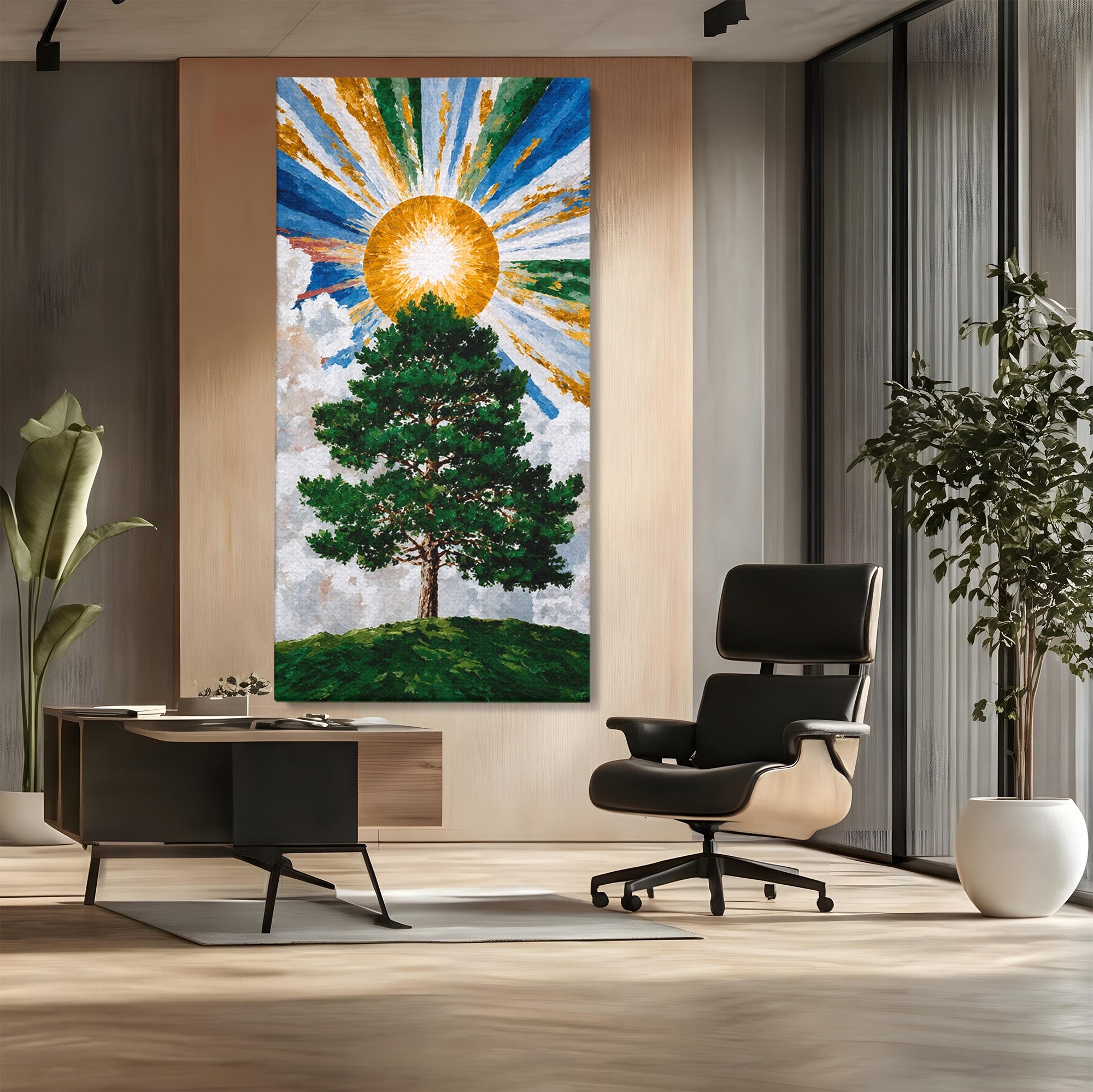 Tablou Canvas Premium LuxCanva® A1674, Copacul Sub Soare, Copac, Soare, Peisaj, Natura, Living, Culori Vibrante
