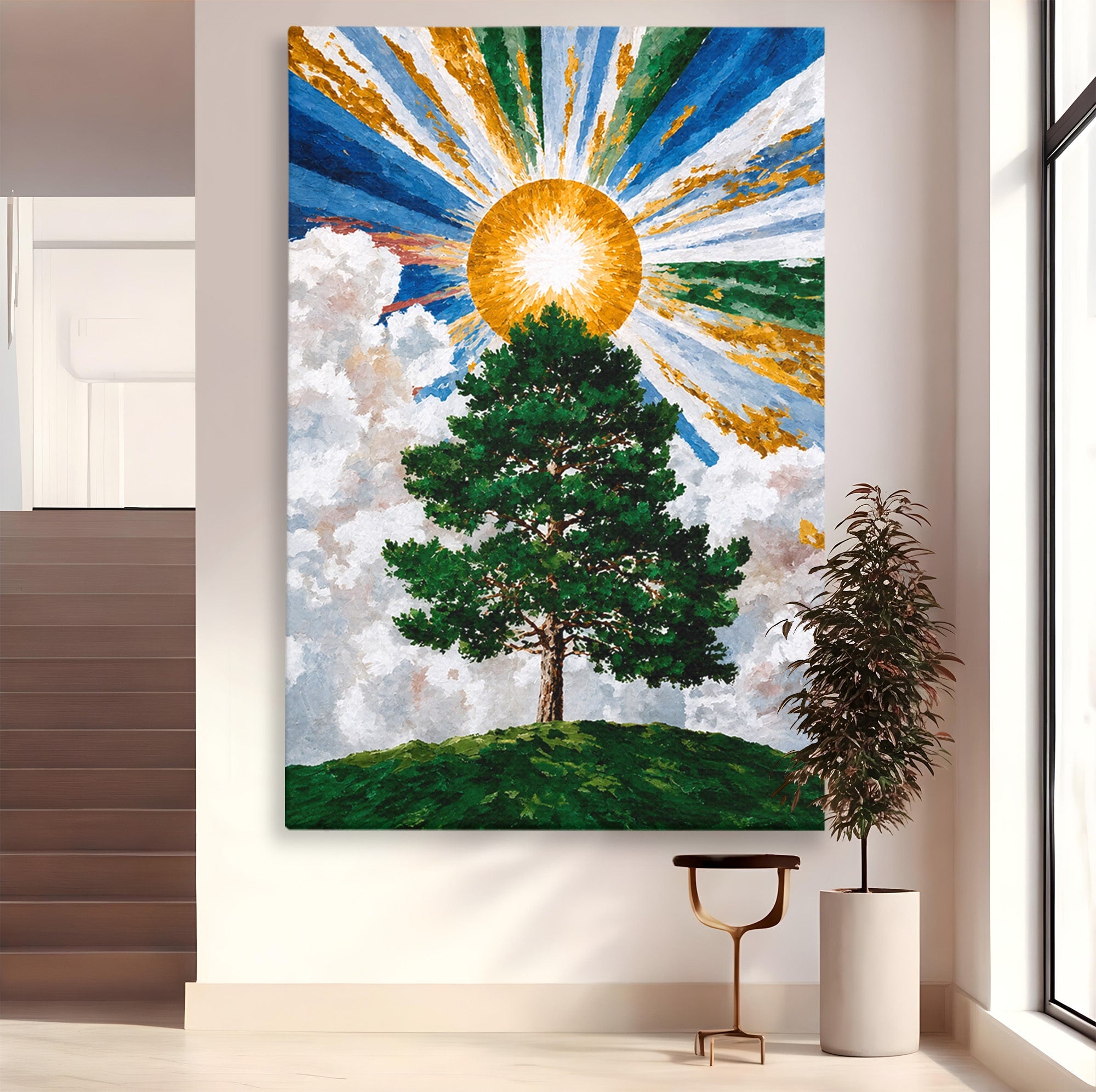 Tablou Canvas Premium LuxCanva® A1674, Copacul Sub Soare, Copac, Soare, Peisaj, Natura, Living, Culori Vibrante