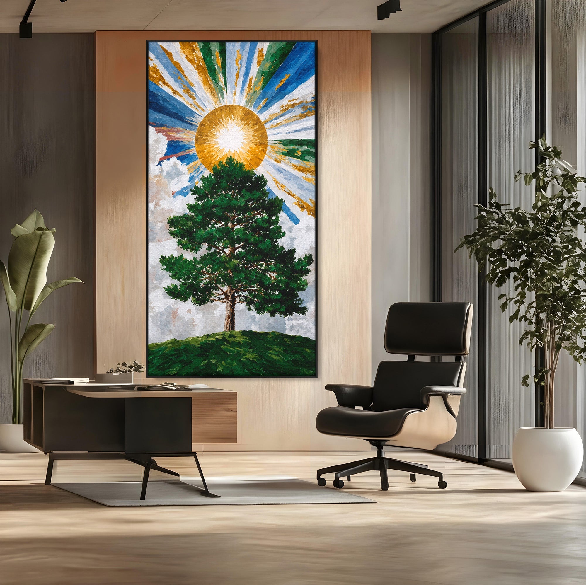 Tablou Canvas Premium LuxCanva® A1674, Copacul Sub Soare, Copac, Soare, Peisaj, Natura, Living, Culori Vibrante
