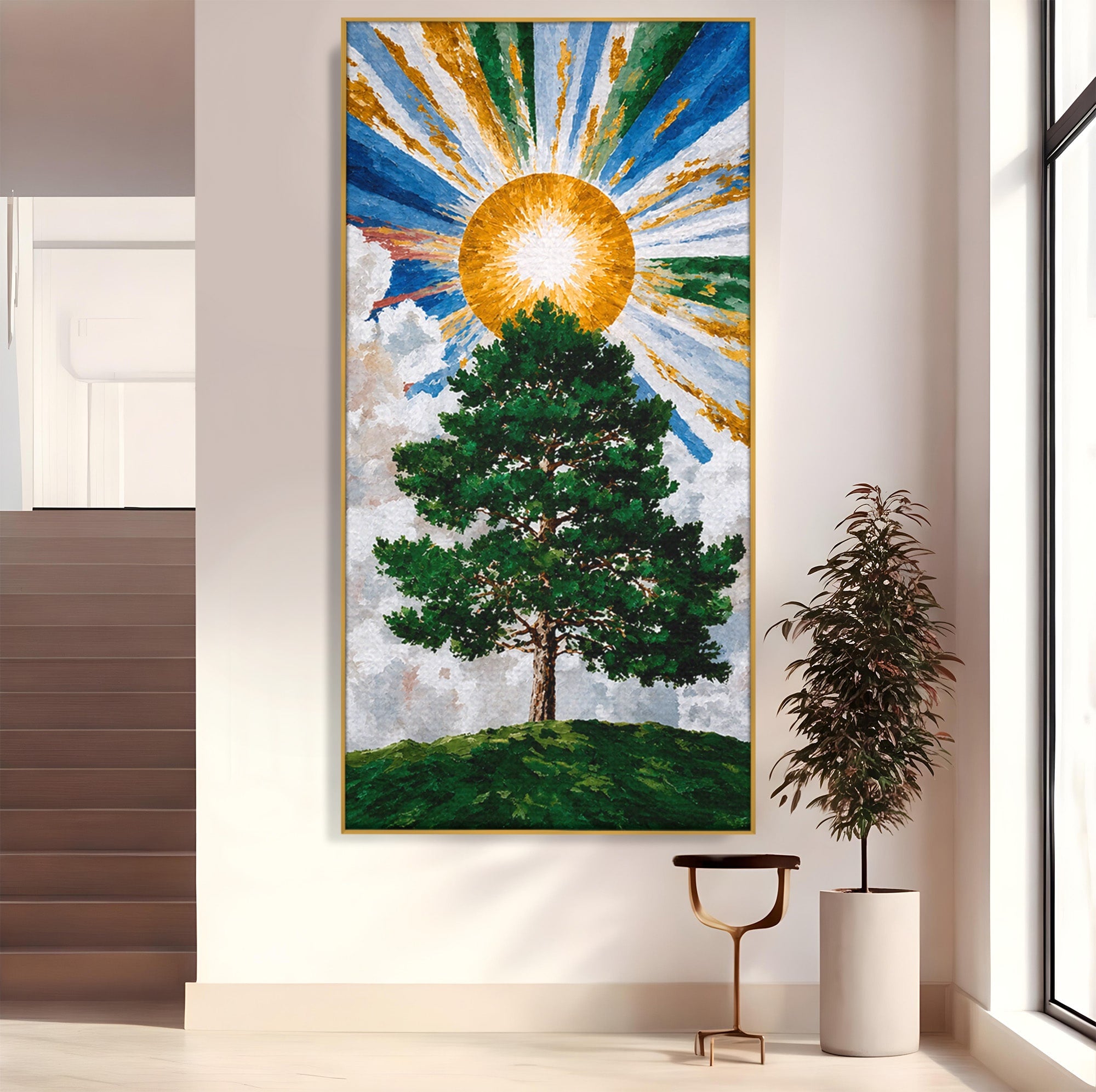 Tablou Canvas Premium LuxCanva® A1674, Copacul Sub Soare, Copac, Soare, Peisaj, Natura, Living, Culori Vibrante