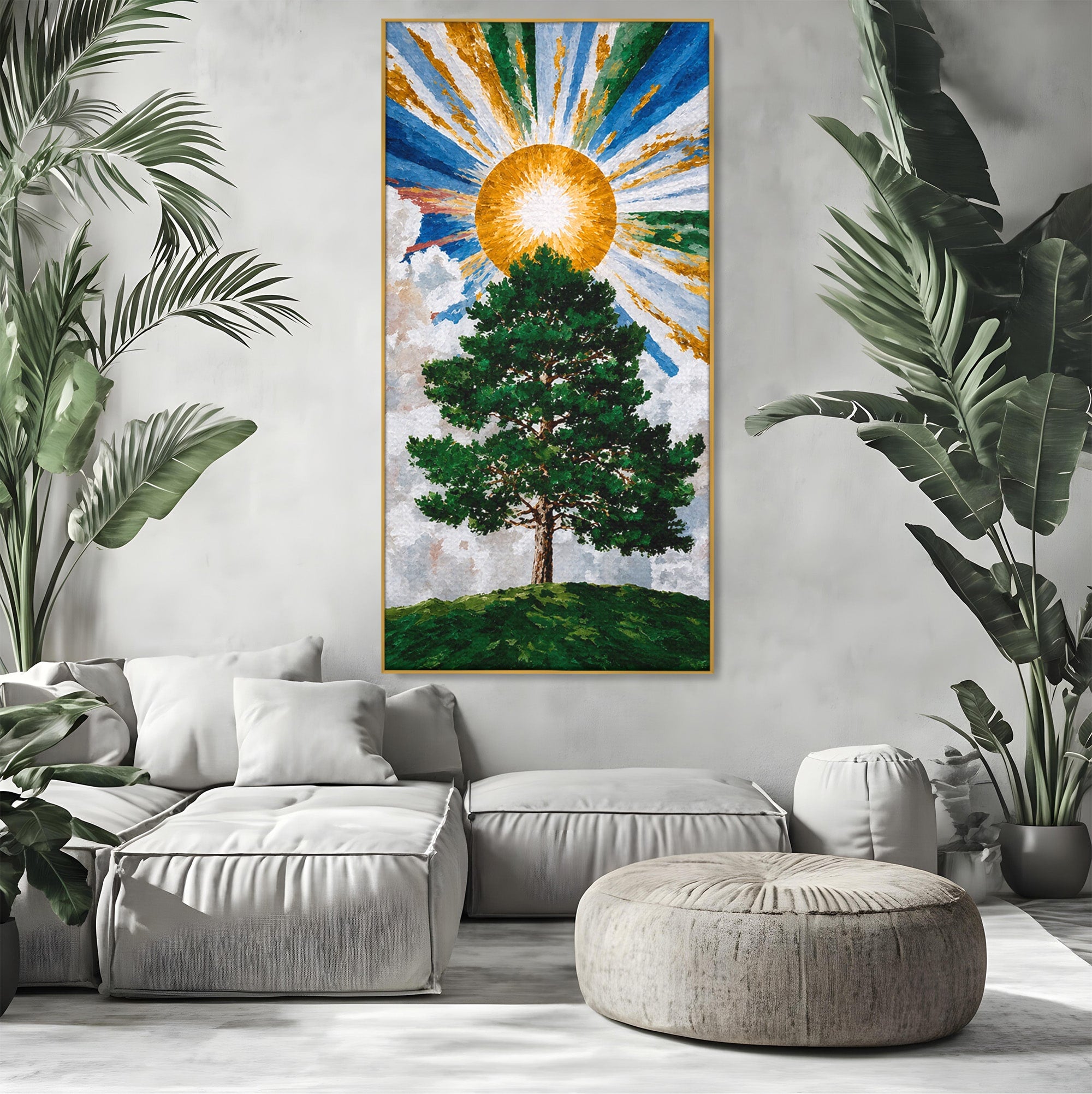 Tablou Canvas Premium LuxCanva® A1674, Copacul Sub Soare, Copac, Soare, Peisaj, Natura, Living, Culori Vibrante