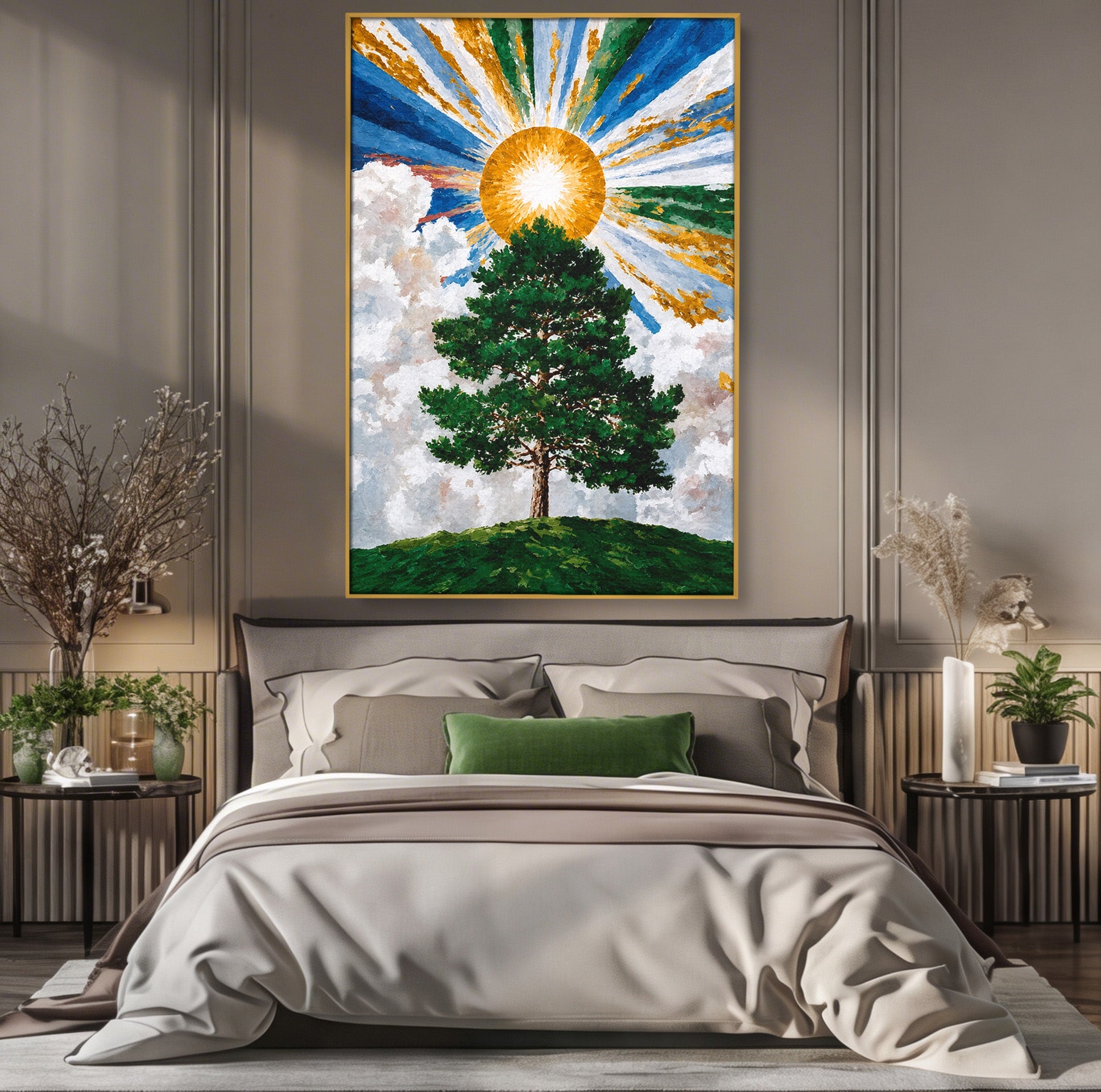 Tablou Canvas Premium LuxCanva® A1674, Copacul Sub Soare, Copac, Soare, Peisaj, Natura, Living, Culori Vibrante