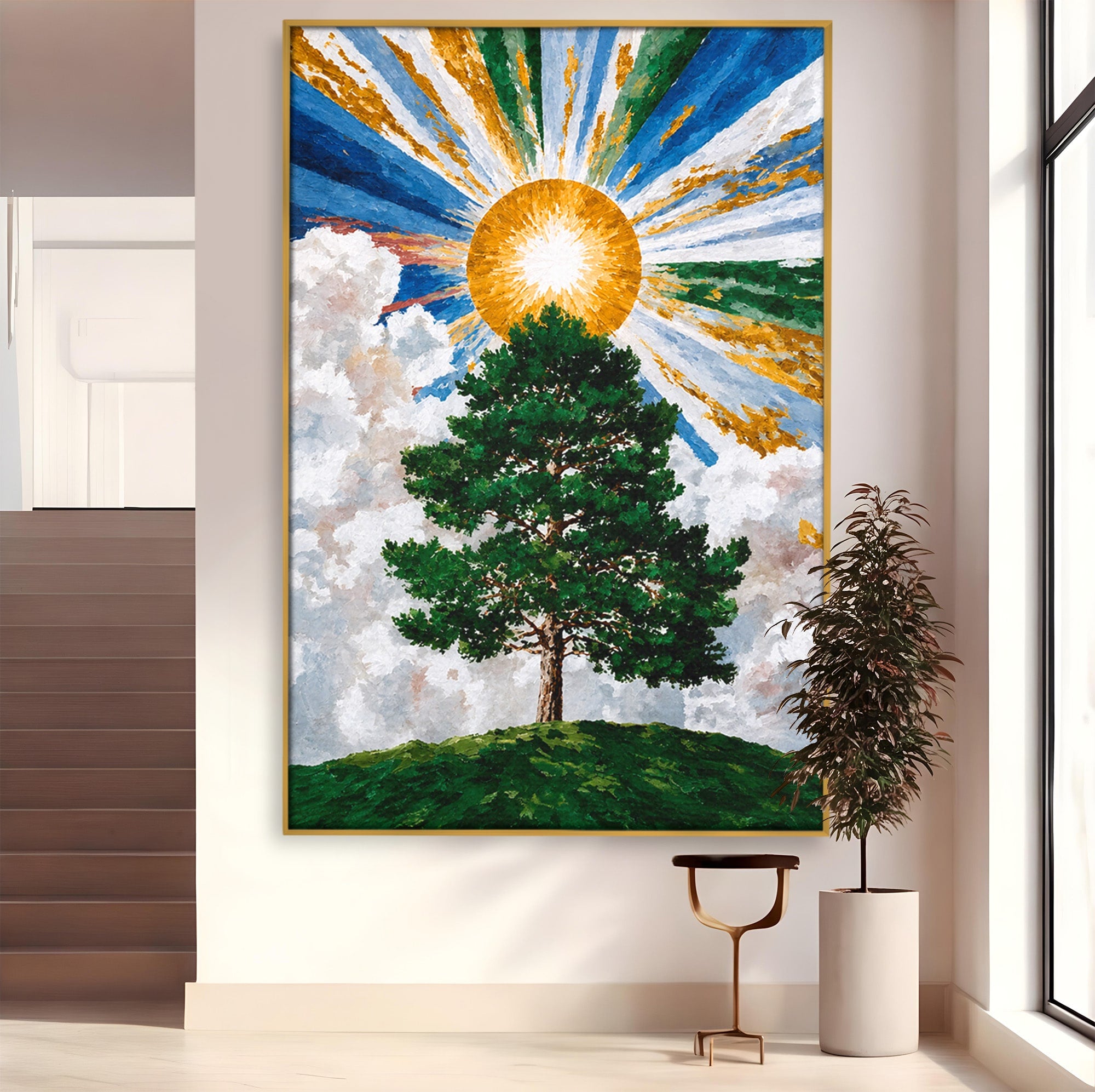 Tablou Canvas Premium LuxCanva® A1674, Copacul Sub Soare, Copac, Soare, Peisaj, Natura, Living, Culori Vibrante