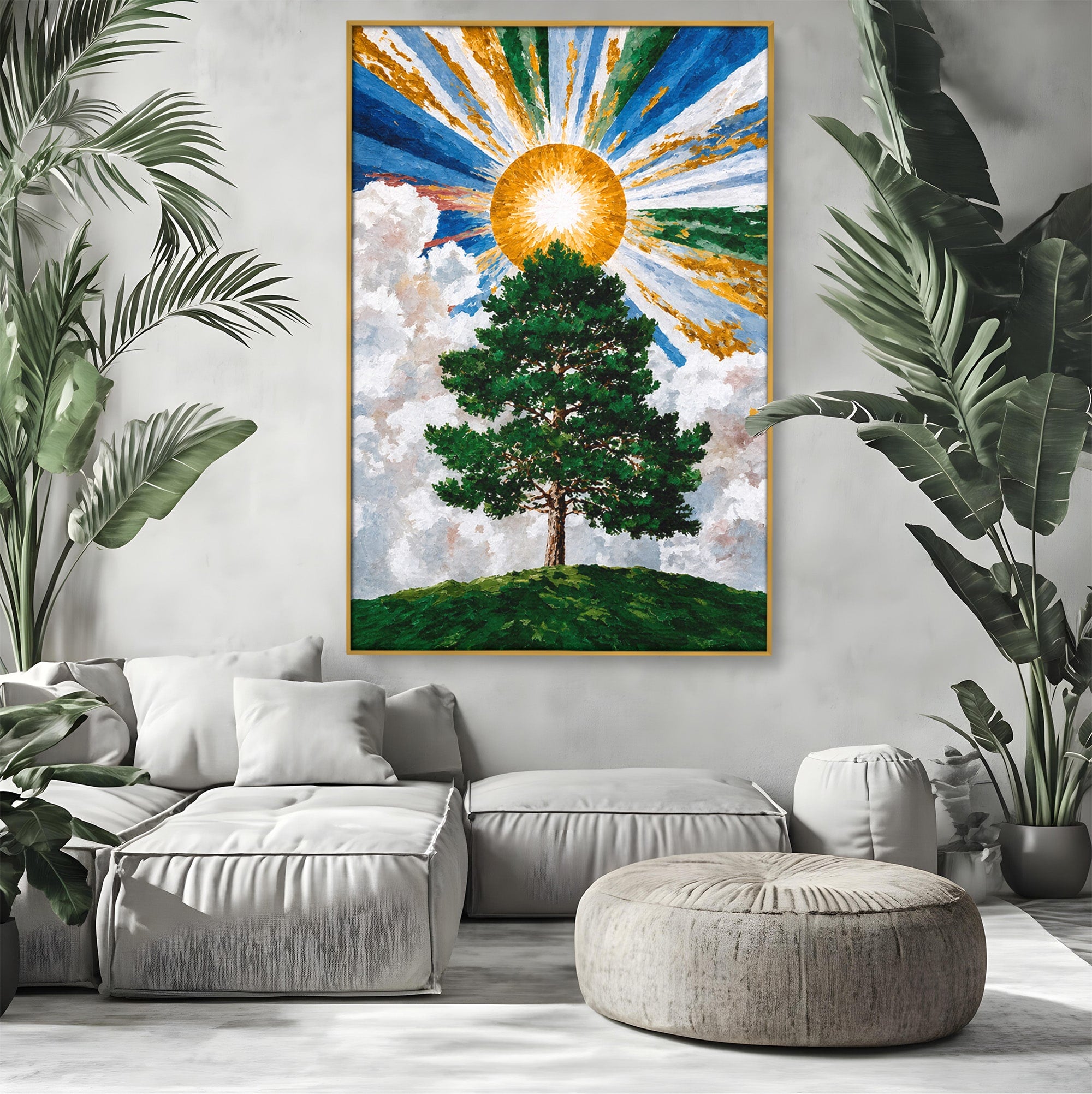 Tablou Canvas Premium LuxCanva® A1674, Copacul Sub Soare, Copac, Soare, Peisaj, Natura, Living, Culori Vibrante