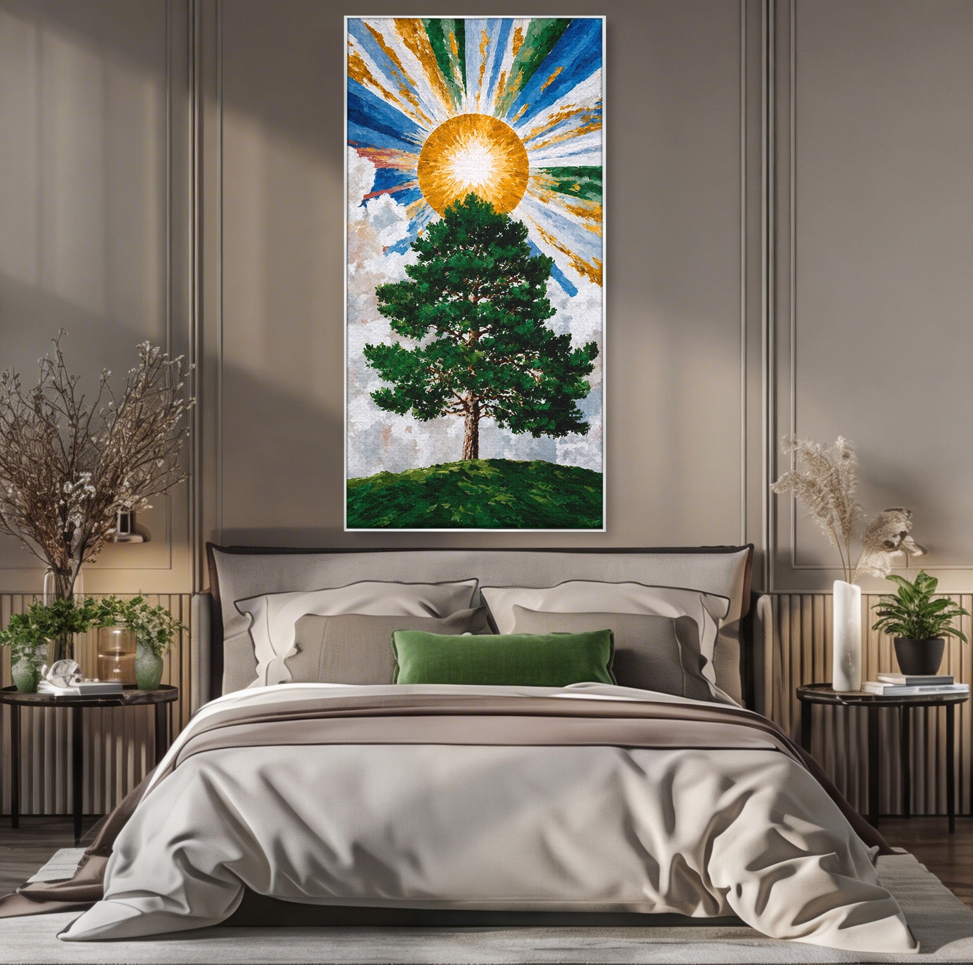 Tablou Canvas Premium LuxCanva® A1674, Copacul Sub Soare, Copac, Soare, Peisaj, Natura, Living, Culori Vibrante