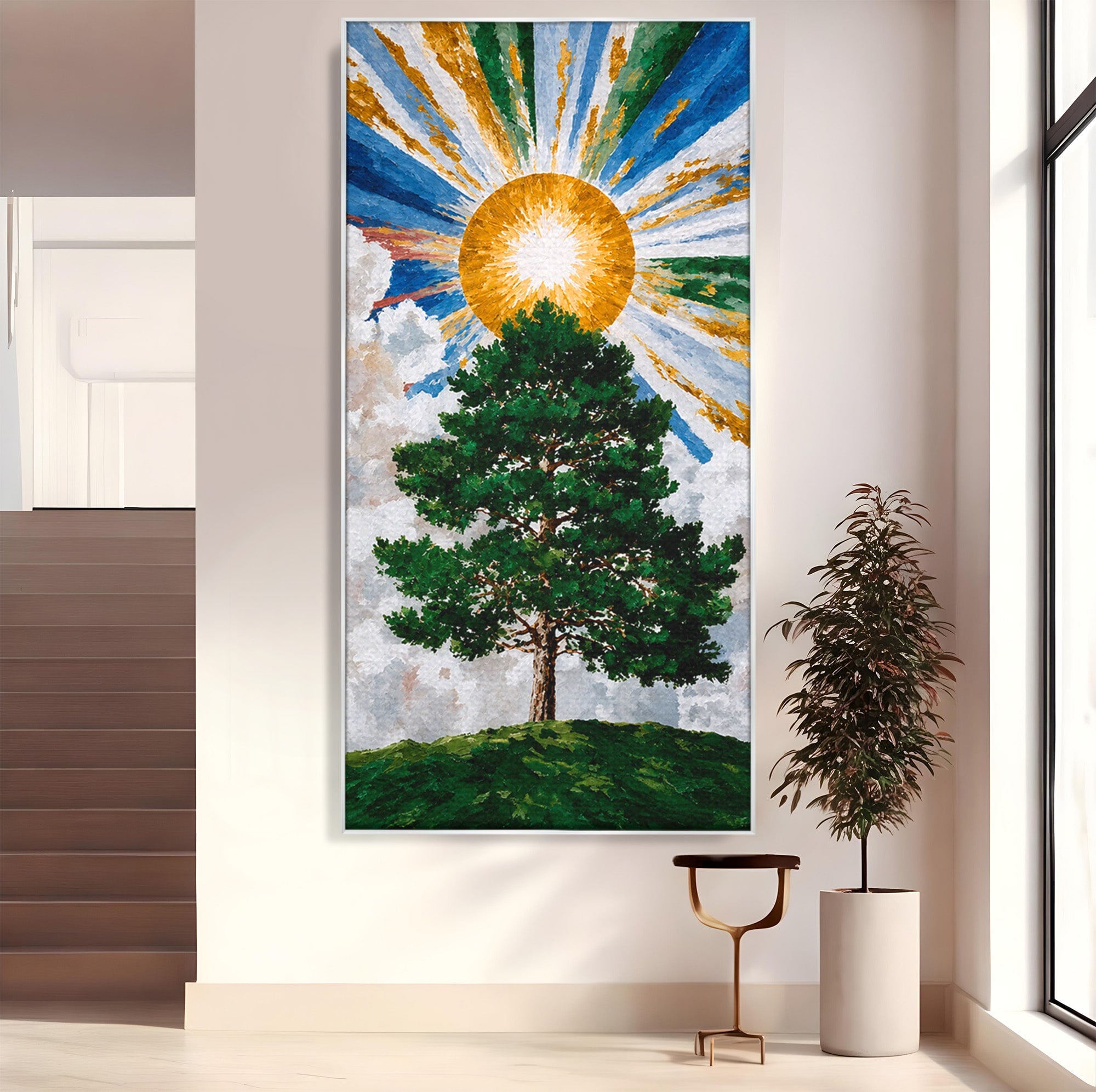 Tablou Canvas Premium LuxCanva® A1674, Copacul Sub Soare, Copac, Soare, Peisaj, Natura, Living, Culori Vibrante